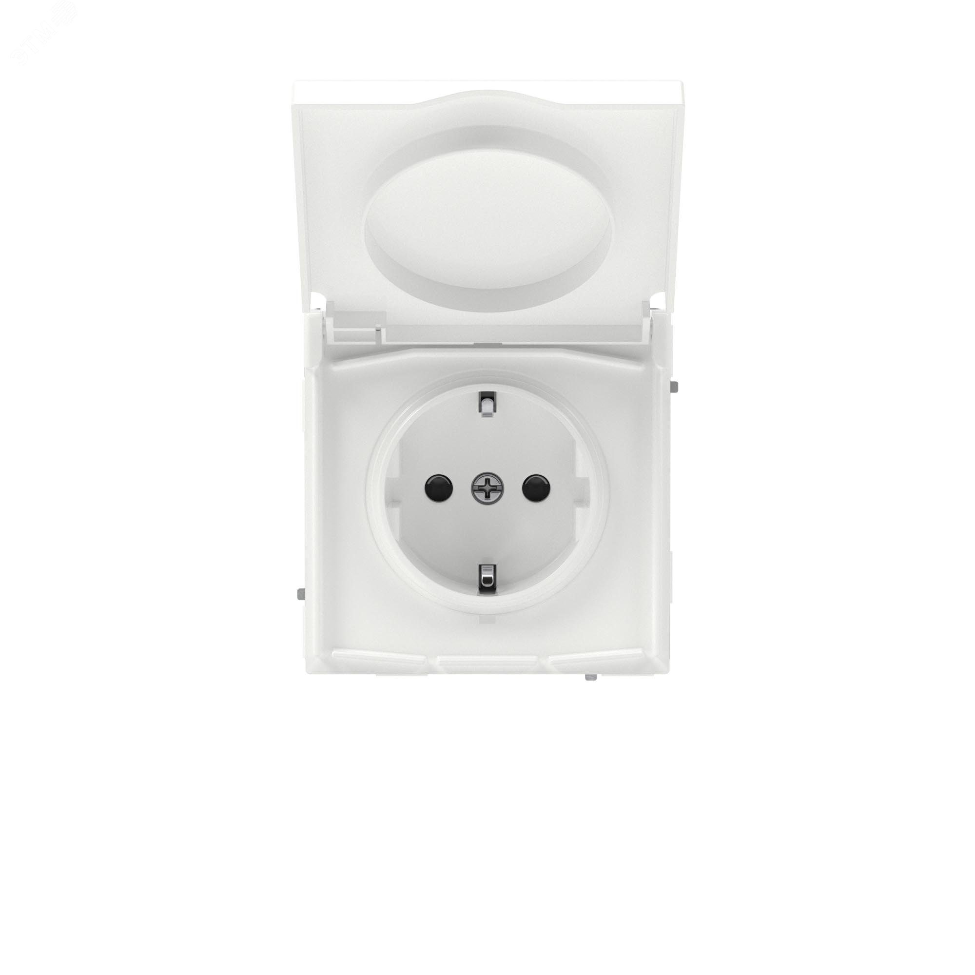 Изображение товара Розетка силовая, 2P+E, с з/ш, с крышкой, IP44, KANT, белая магнолия (шт)