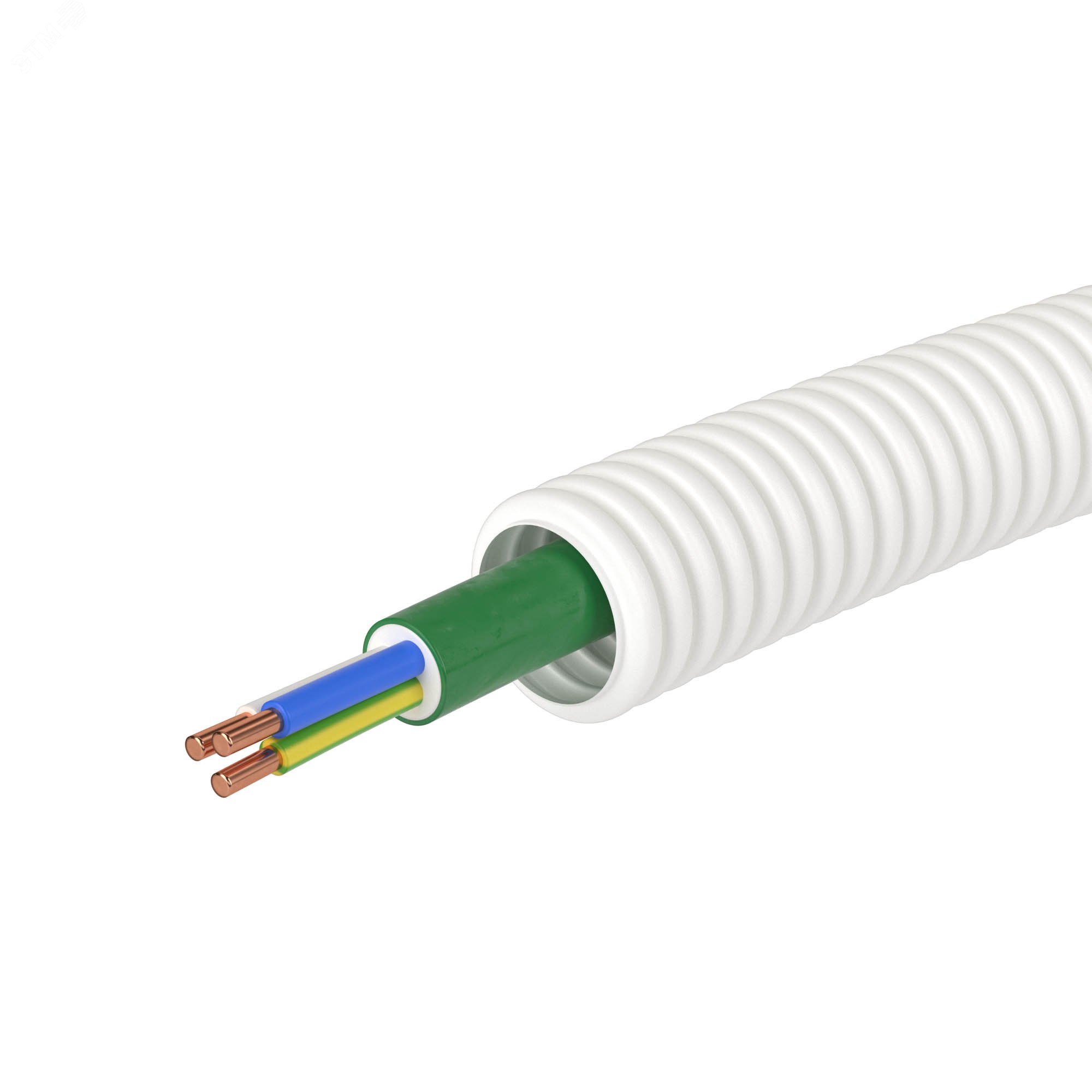 Электротруба ПЛЛ гибкая гофр не содержит галогеновд.25мм цвет белый с кабелем ППГнг(А)-FRHF 3x1,5мм РЭК ГОСТ+,50м 8L82550FRHF DKC - превью 4