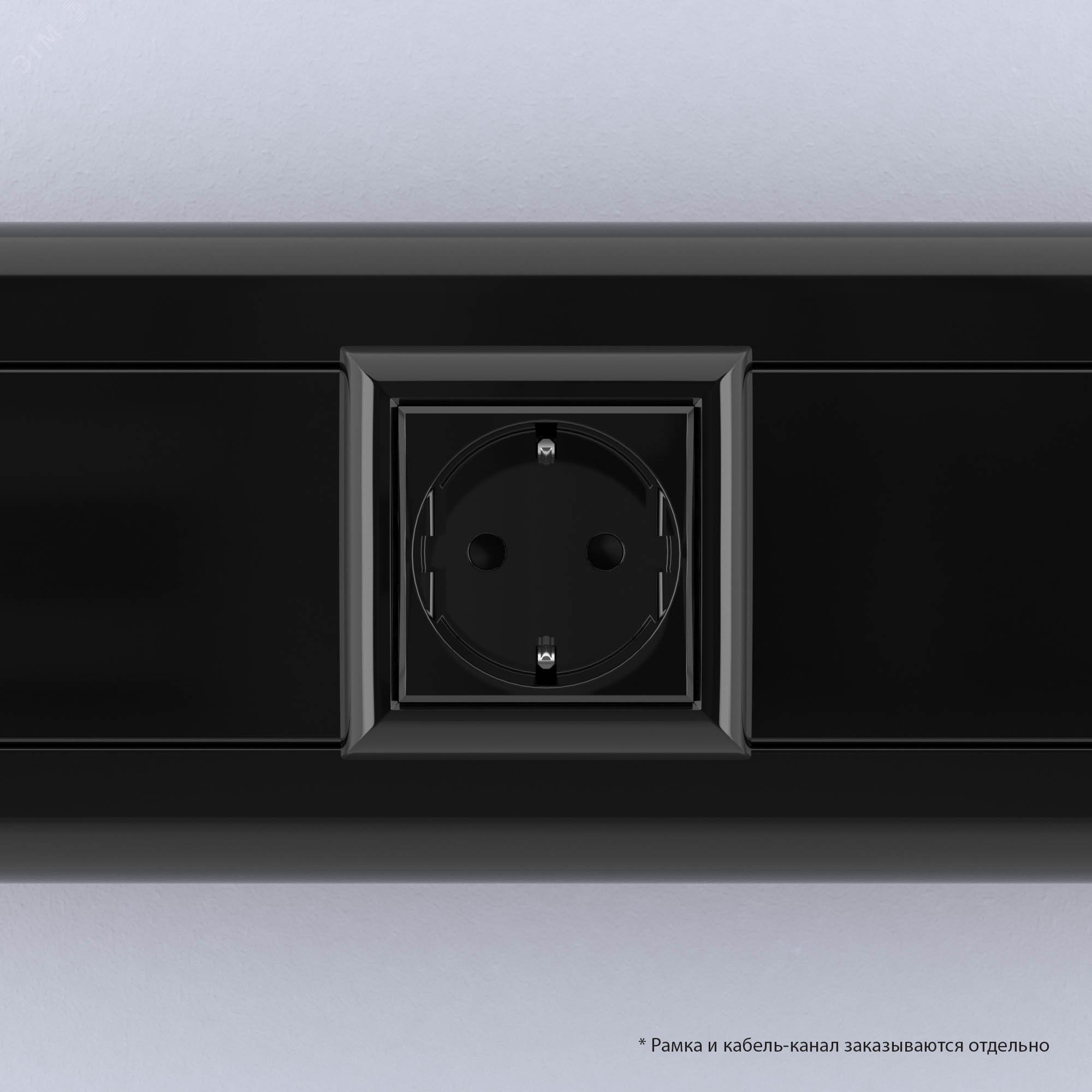 Avanti Розетка ''Черный квадрат'', 2P+E, с защитными шторками, 2 модульная 4402002 DKC - превью 7