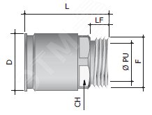 Муфта труба-коробка D=20мм IP66/IP67 М20х1.5 нержавеющая сталь AISI 316L 6111-20XX DKC - превью 3