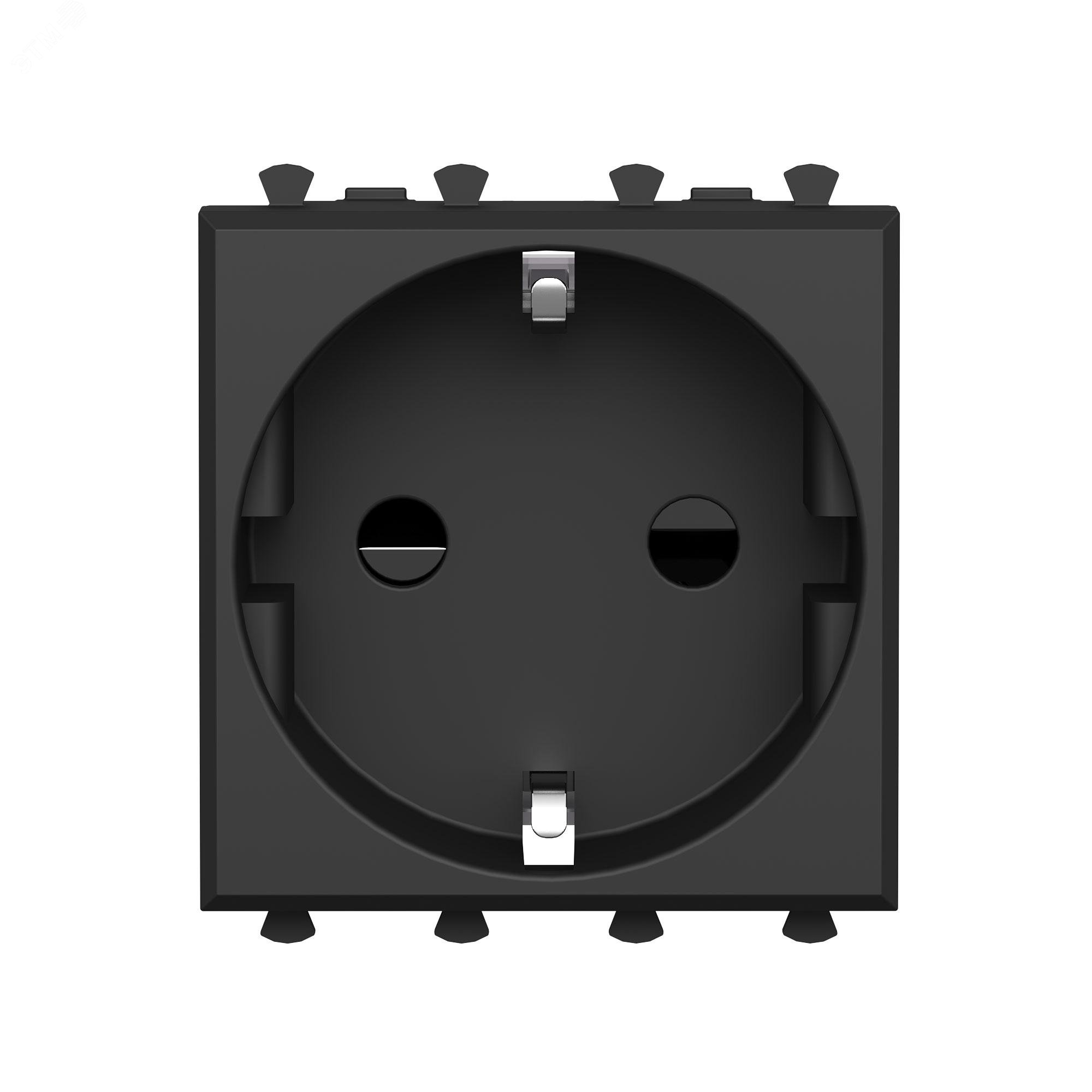 Изображение товара Модульная розетка 2P+E с заземлением черный матовый Avanti DKC