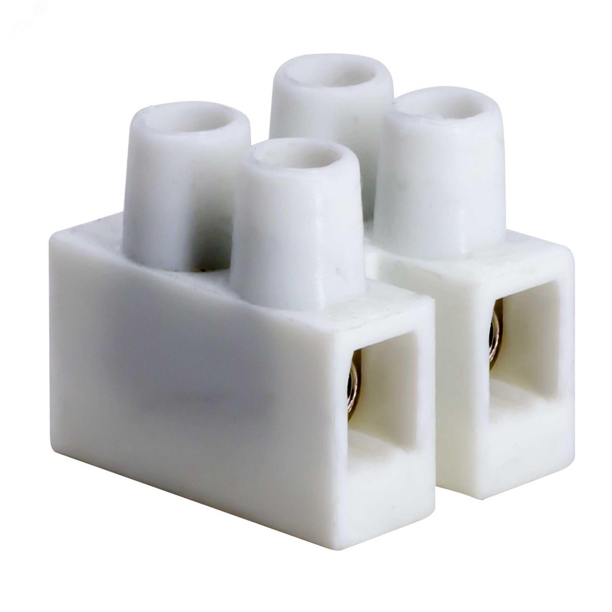 Изображение товара Колодка клемм из Полипропилена (раб. темп. 85 град.) 41А, 2пол., для жил до 6кв.мм., белая (шт)