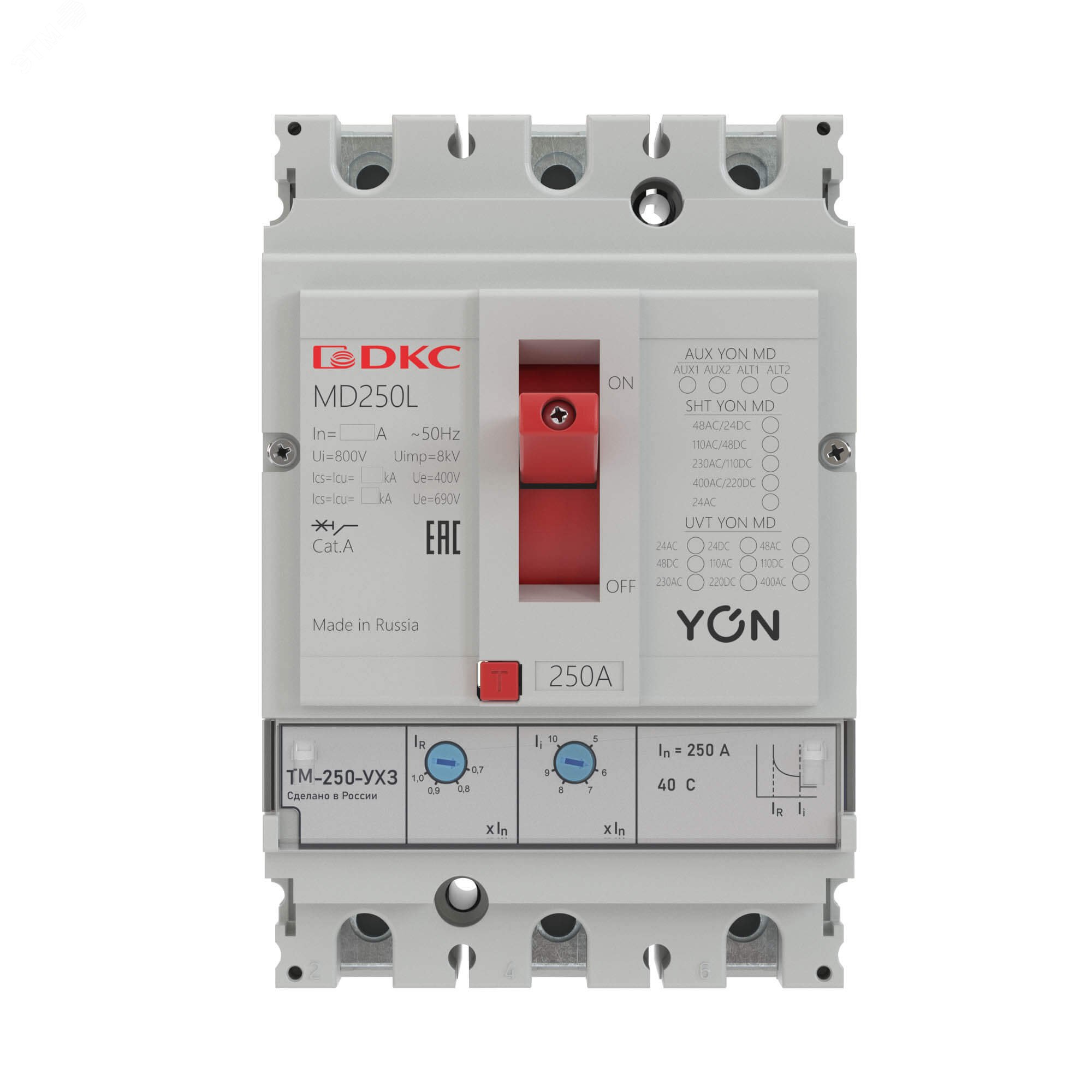 Выключатель автоматический в литом корпусе YON MD250N-TM125 3P 125А 40kA Ir 0.7...1xIn MD250N-TM125 DKC - превью 3