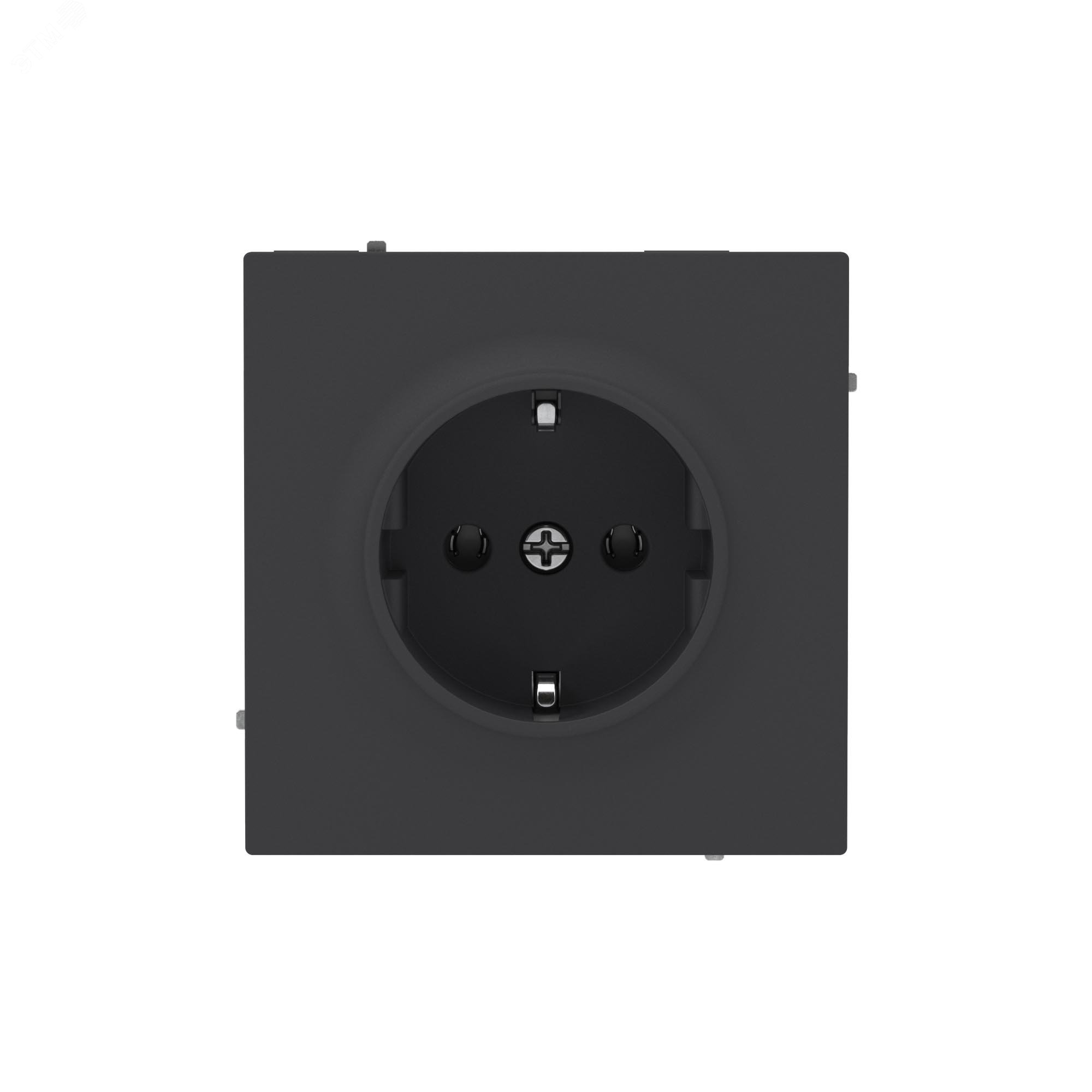 Изображение товара Розетка силовая, 2P+E, с заземлением без з/ш, KANT, черный уголь (шт)