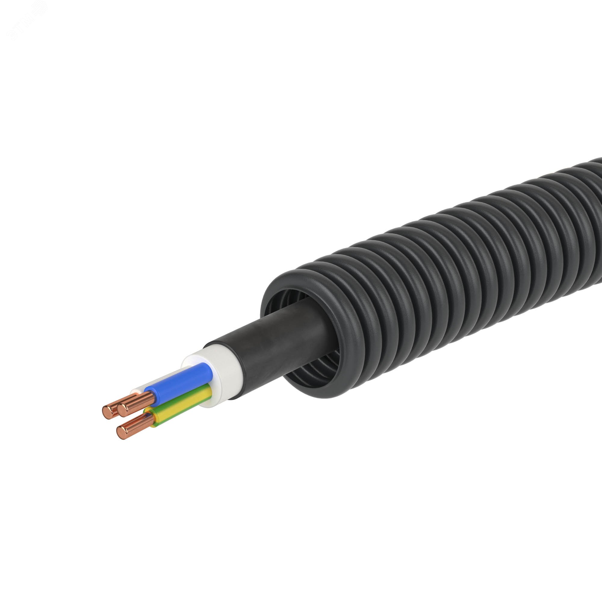 Труба ПНД гибкая гофрированная д.16мм с кабелем   ГОСТ+  ВВГнгLS 3х1.5(25м) черная 7L71625 DKC - превью 4