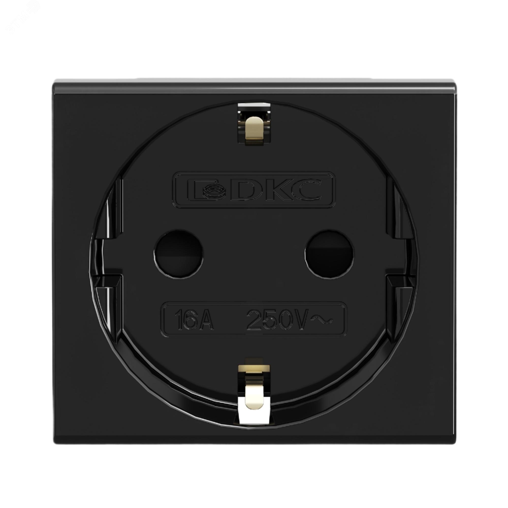 Изображение товара Розетка силовая 2Р+Е Viva со шторками черная 2 модуля для кабель-каналов