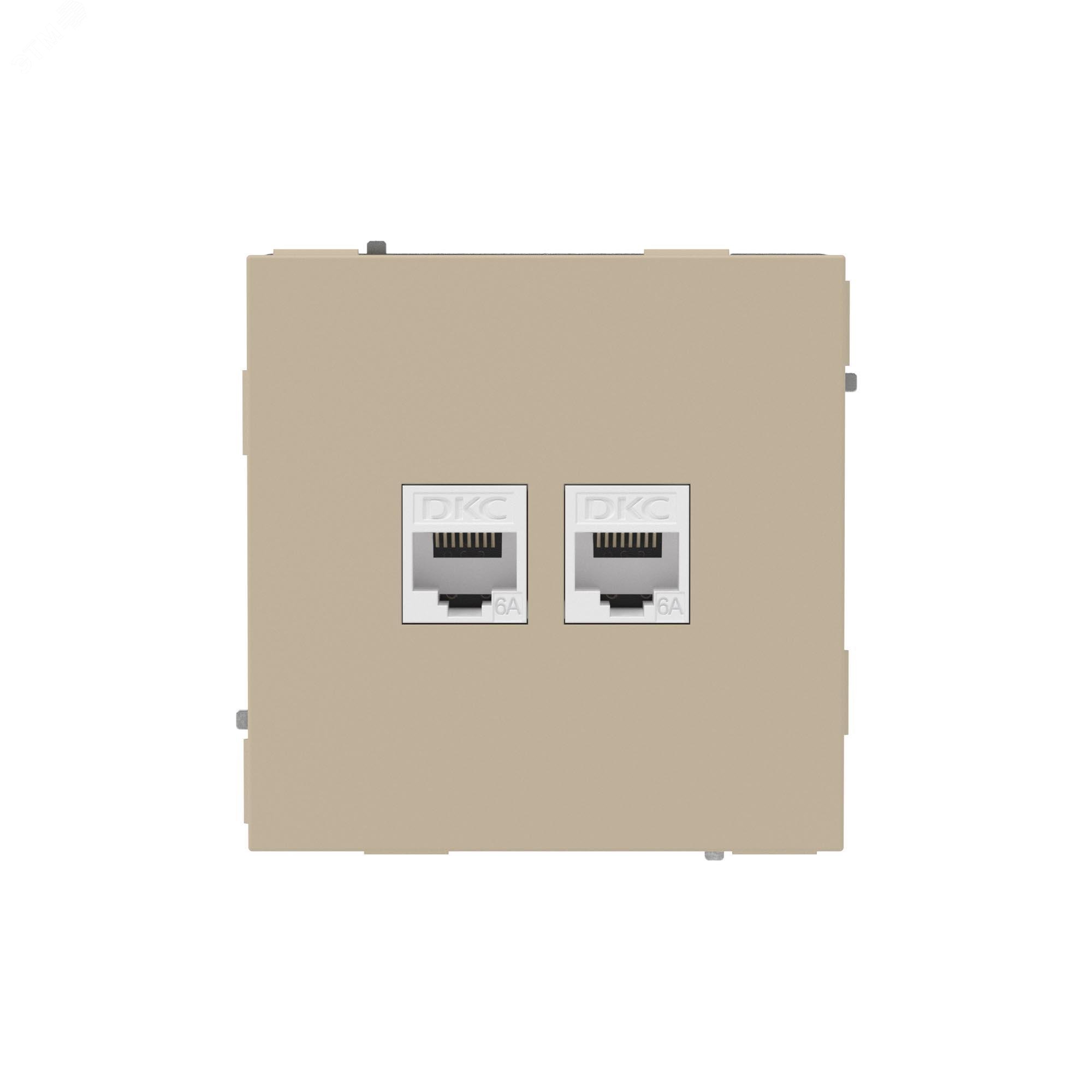 Изображение товара Компьютерная розетка RJ-45 без шторки, кат.6А двойная, KANT, ванильный марципан (шт)