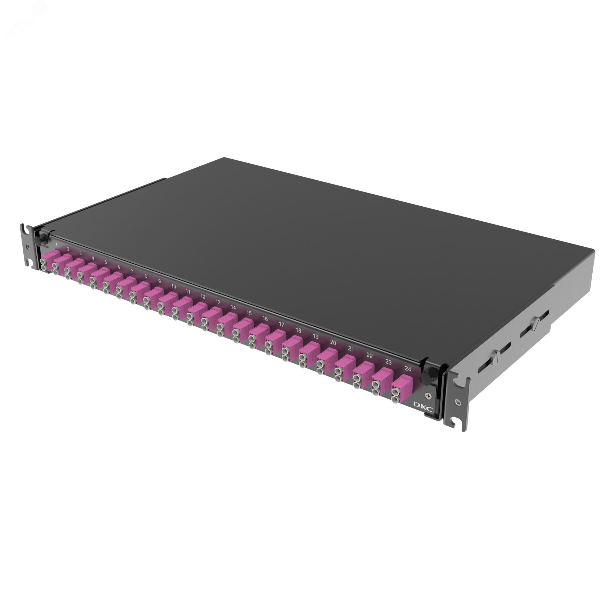 Изображение товара Оптическая выдвижная полка 1U с адаптерами 24 х LC OM4 для коммутационных шкафов