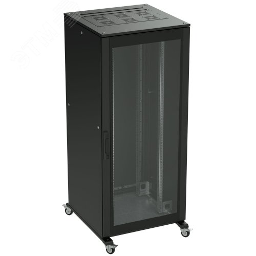 Шкаф напольный 38U 600х600 двери стекло/сплошная укомплектован вводом и заглушками RAL 9005 R5IT3866GSB DKC - превью
