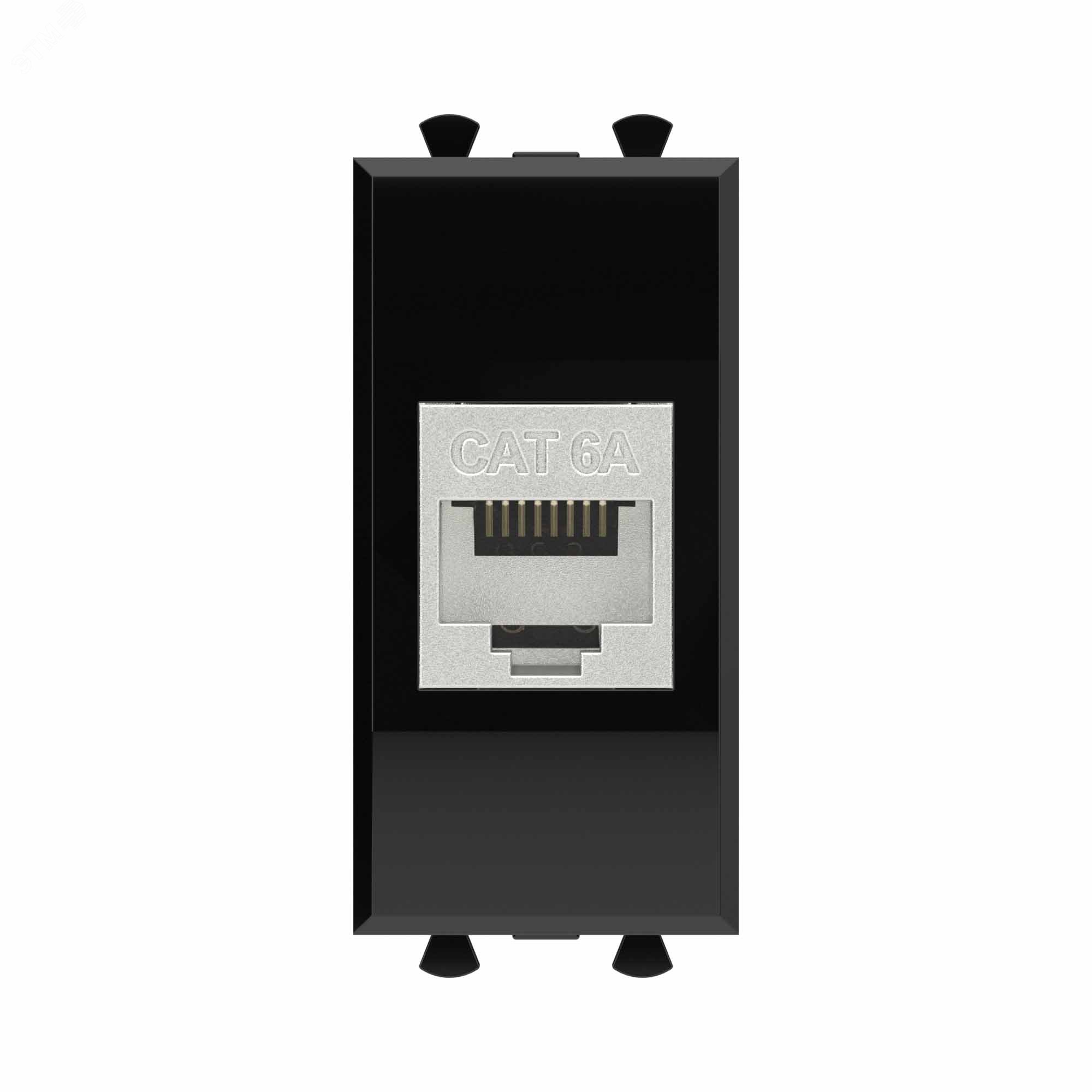 Изображение товара Avanti RJ45 модульная розетка Cat6a экранированная черный квадрат 1 модуль