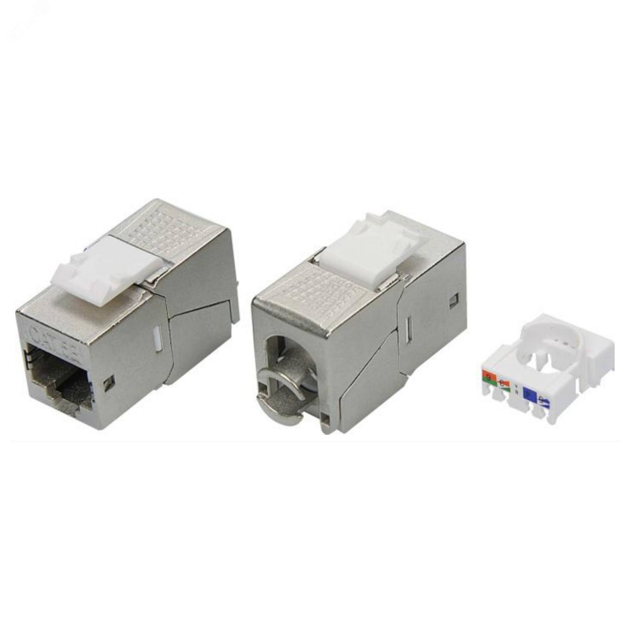 Изображение товара Модуль Keystone RJ45 CAT 5E экранированный (STP). 180 градусов. серебристый (упаковка 12 шт) (шт)