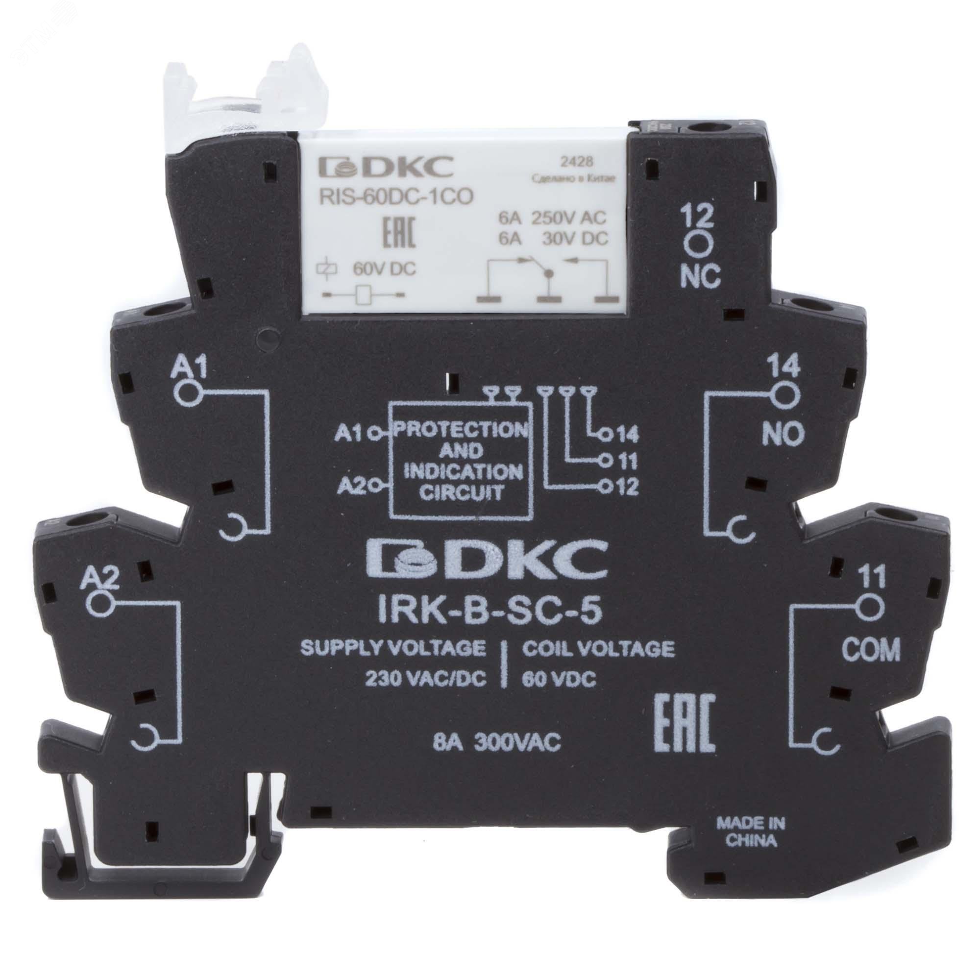 Изображение товара Реле интерфейсное, 1CO, ком. ток 6А, AgSnO, напря жение 230V AC/DC, RC-цепь, винтовые клеммы. (шт) Изображение товара Реле интерфейсное, 1CO, ком. ток 6А, AgSnO, напря жение 230V AC/DC, RC-цепь, винтовые клеммы. (шт)