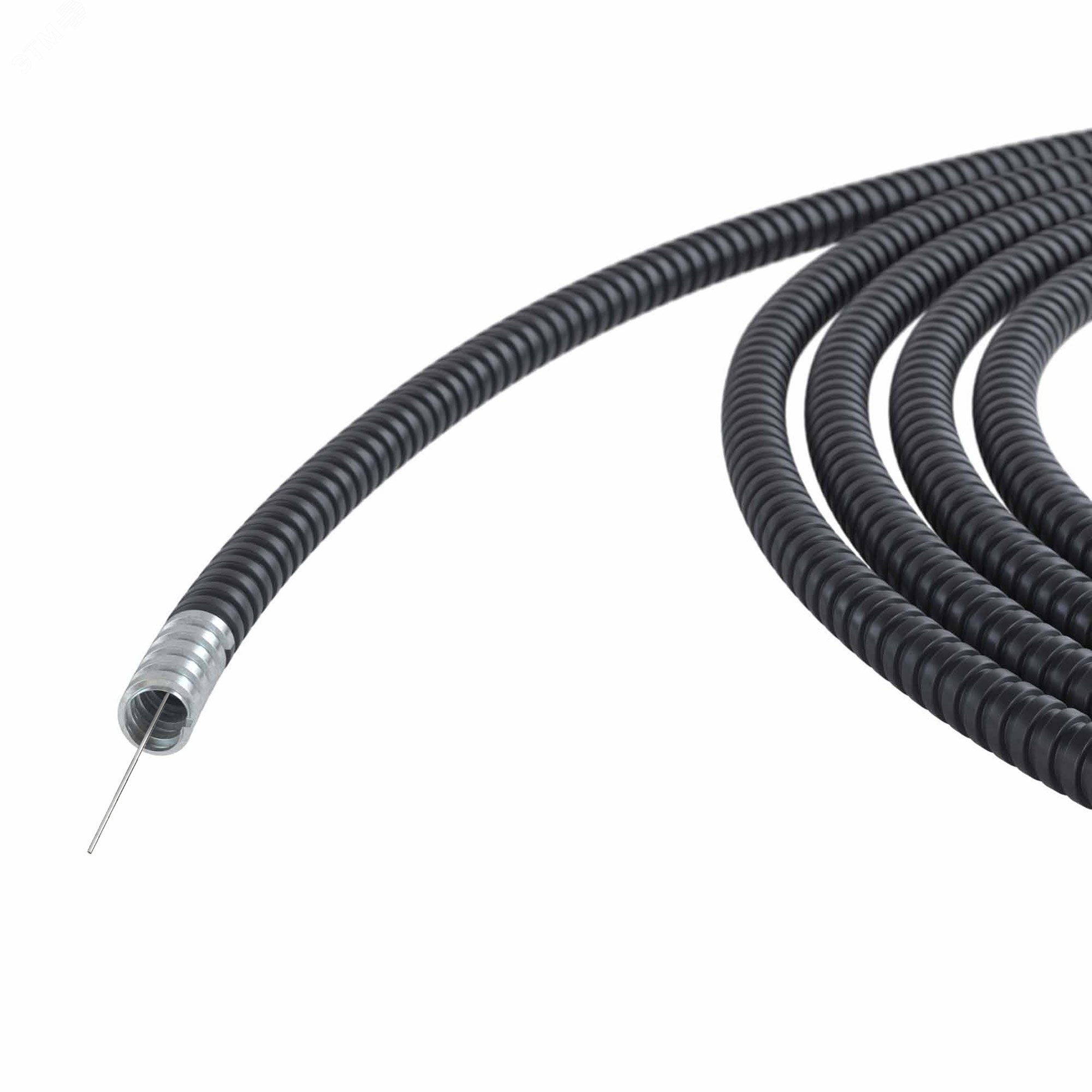 Изображение товара Металлорукав DN 15мм в герметичной ПВХ изоляции, 50 м, черный