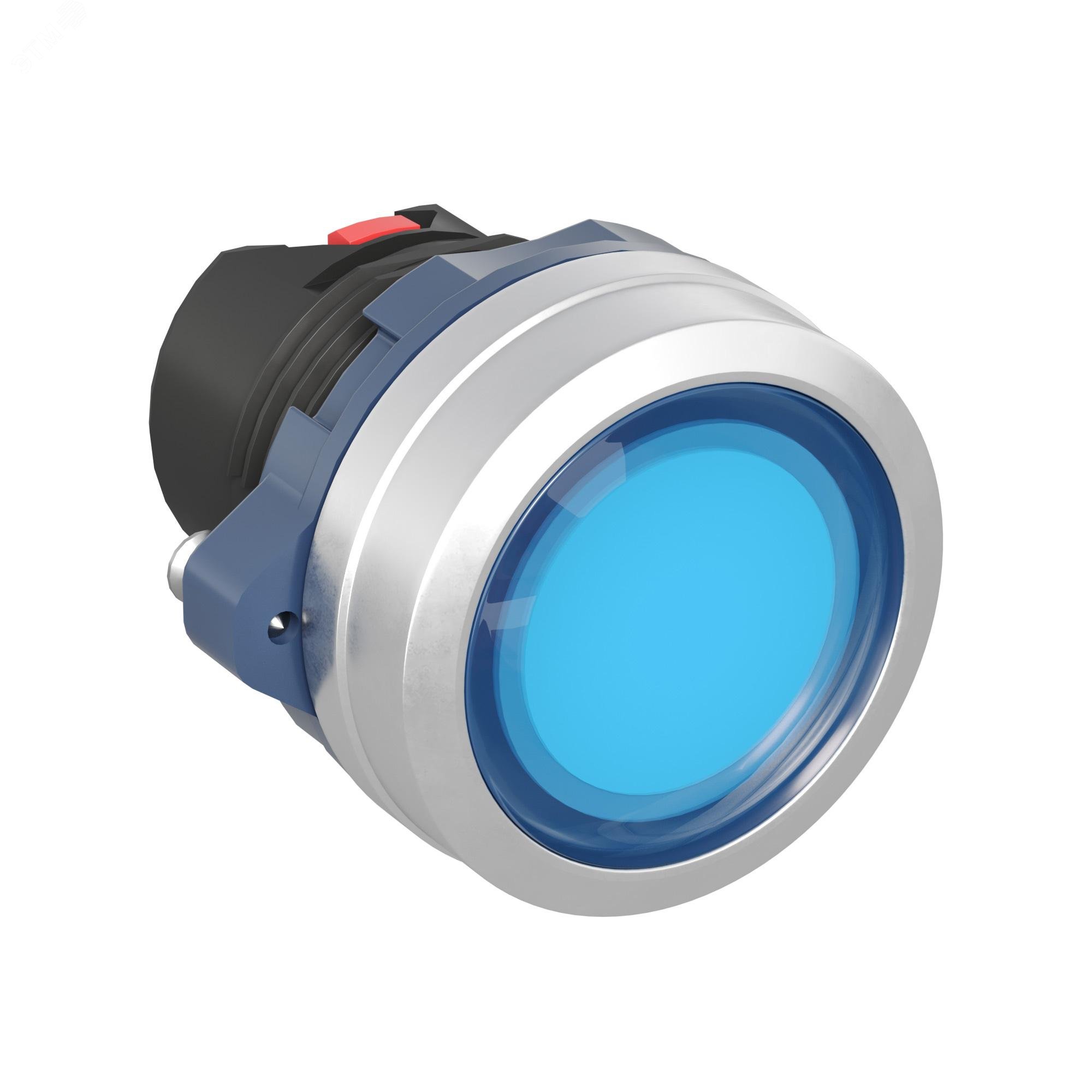 Изображение товара Головка кнопки плоская прозрачная с фиксацией синяя алюминий 22мм DKC