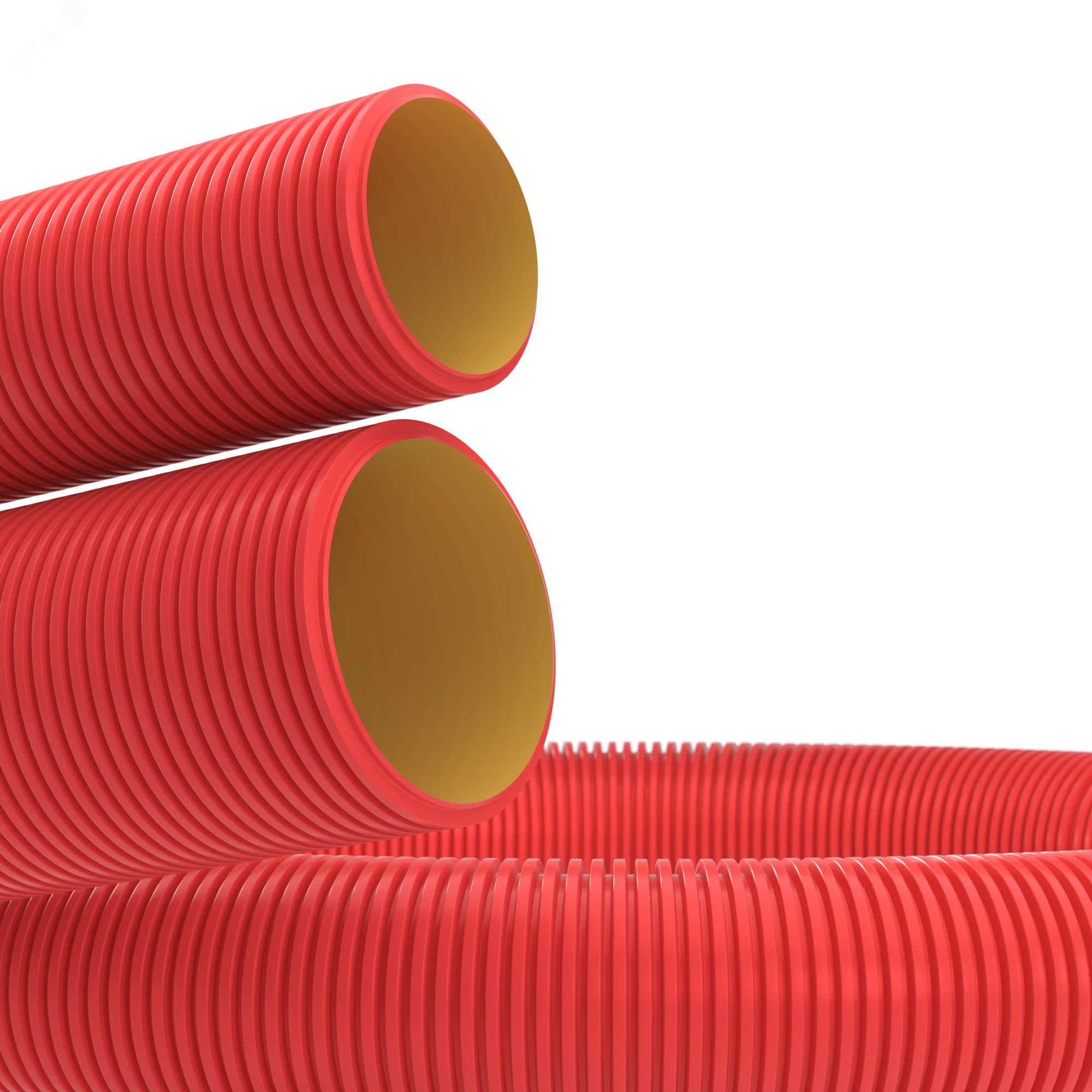 Усиленная двустенная труба ПНД гибкая для кабельной канализации д.63мм с протяжкой, SN20, 650Н, в бухте 50м, цвет красный 121563 DKC - превью 3