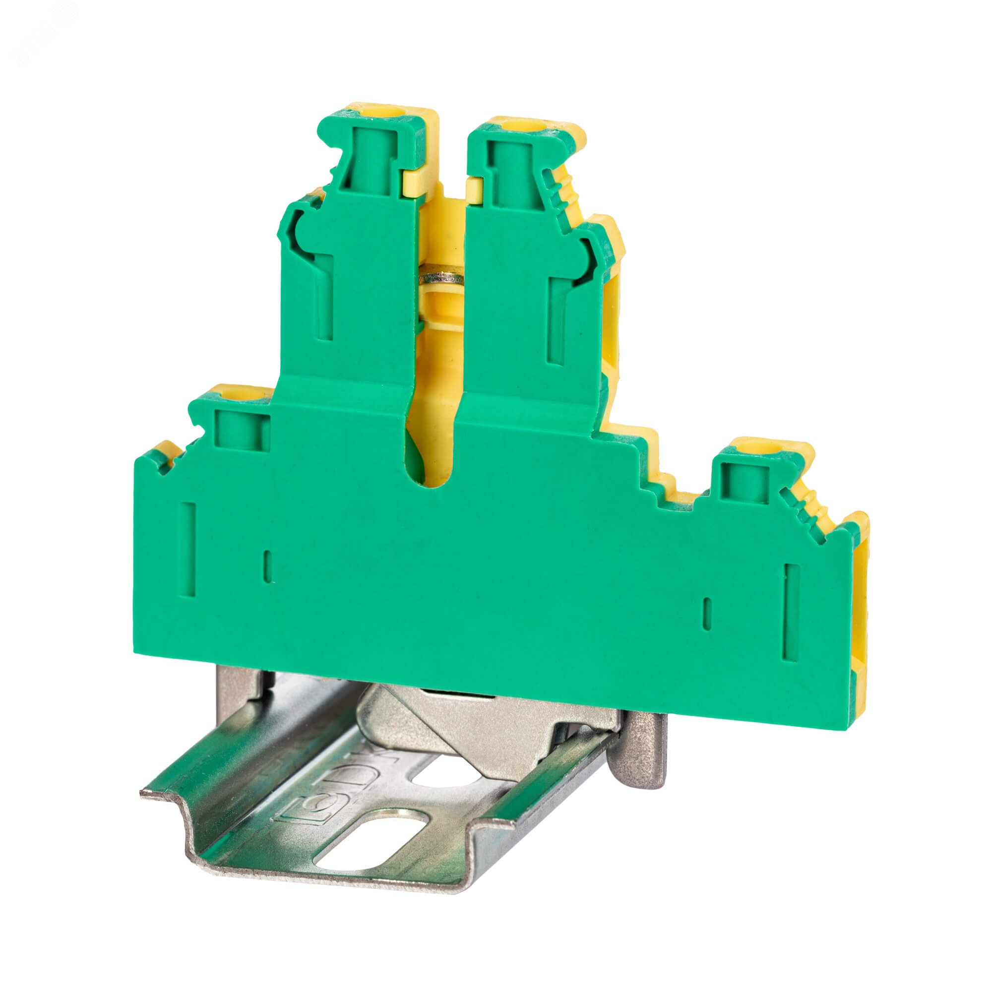 Изображение товара Клемма заземления двухуровневая винтовой зажим для DIN-рейки 4 точки 4мм