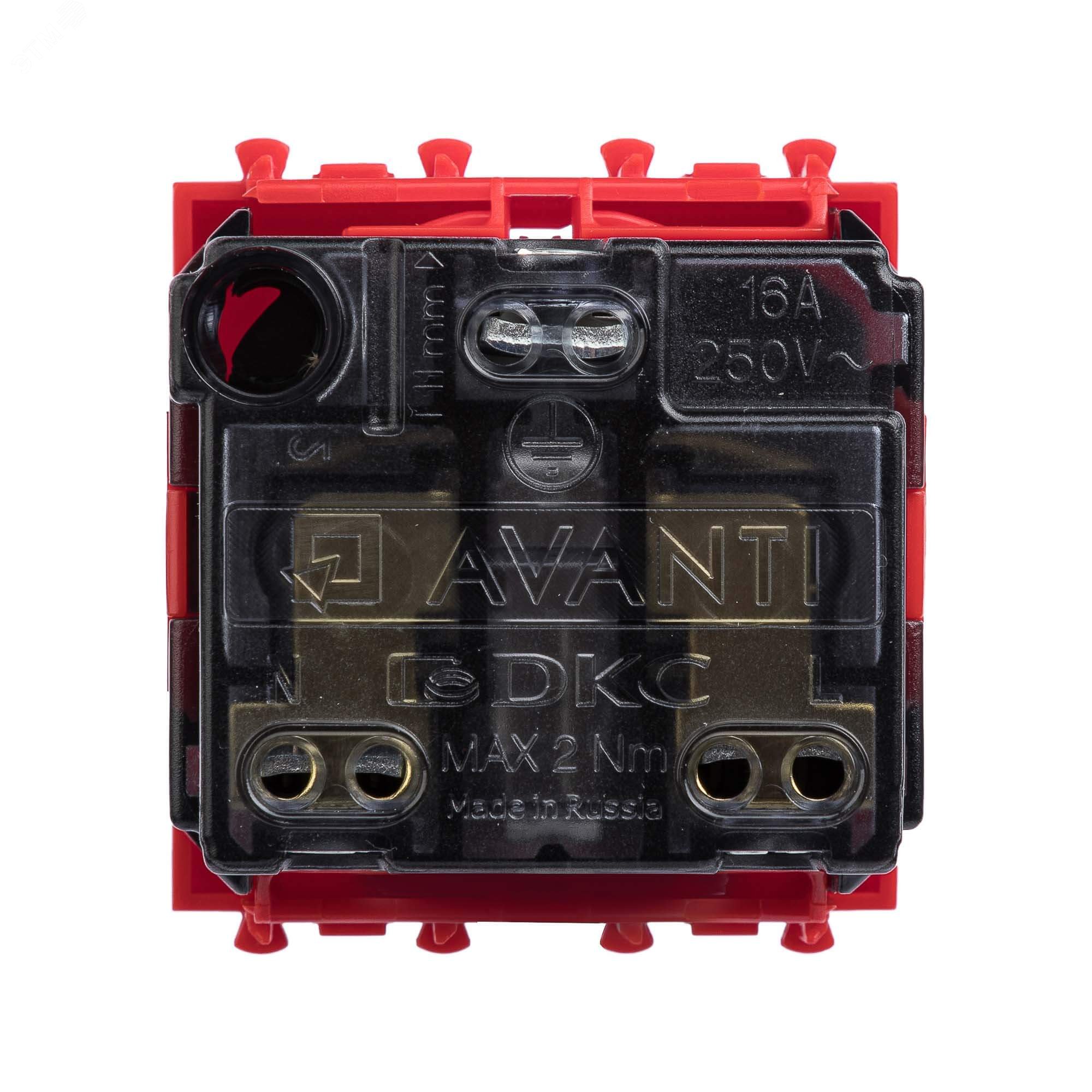 Avanti Розетка ''Красный квадрат'', 2P+E, с защитными шторками, 2 модульная 4401002 DKC - превью 4