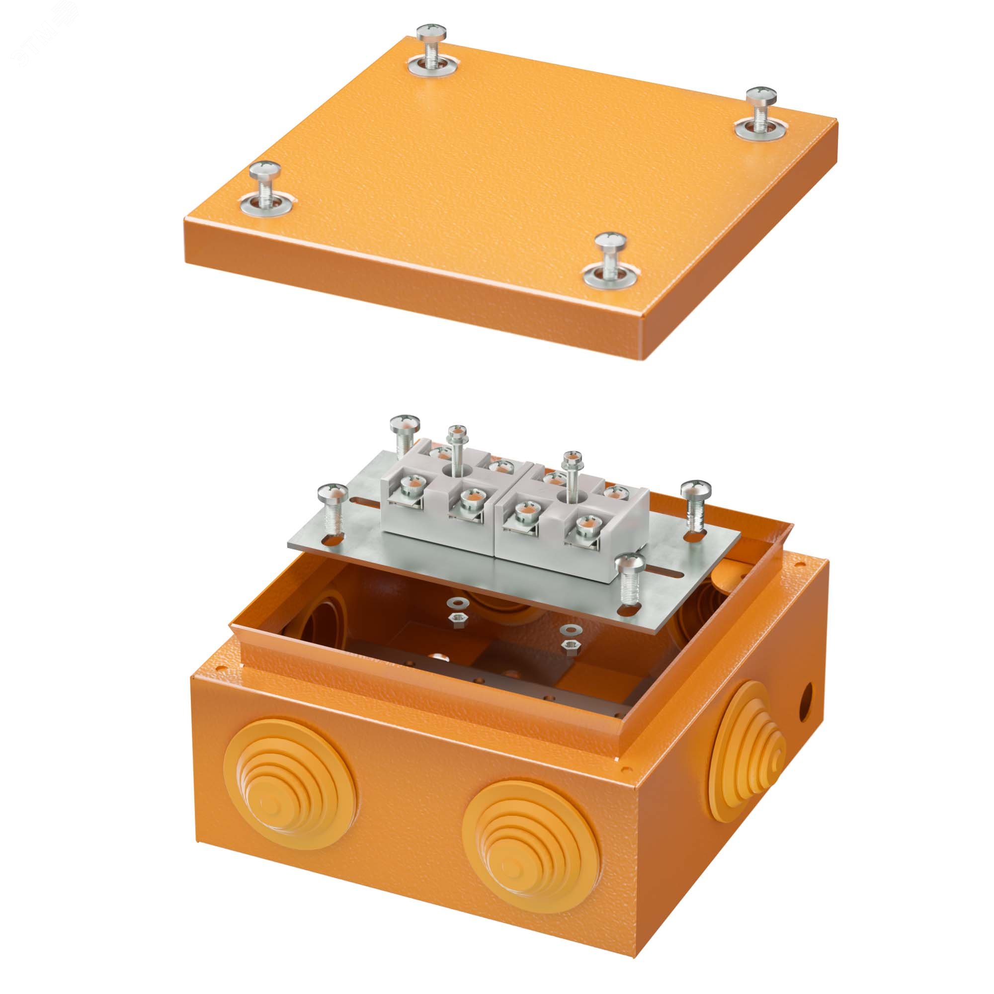 Коробка стальная FS с кабельными вводами и клеммниками IP55 150х150х80мм 4р  450V 20A 10мм.кв  нерж.контакт FSK31410 DKC - превью 2