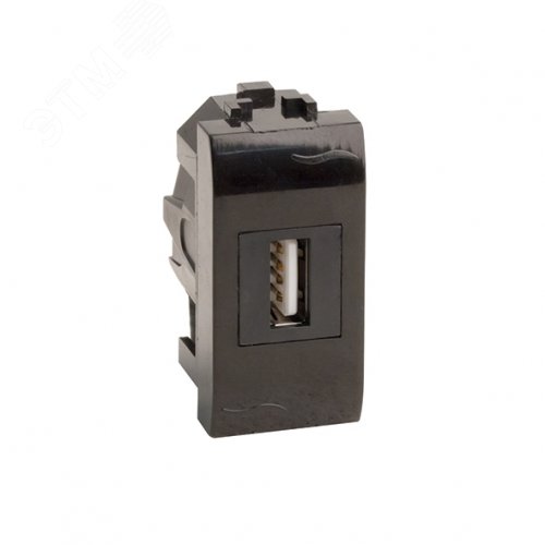 Изображение товара Розетка USB 2.0 Brava черная 1 модуль