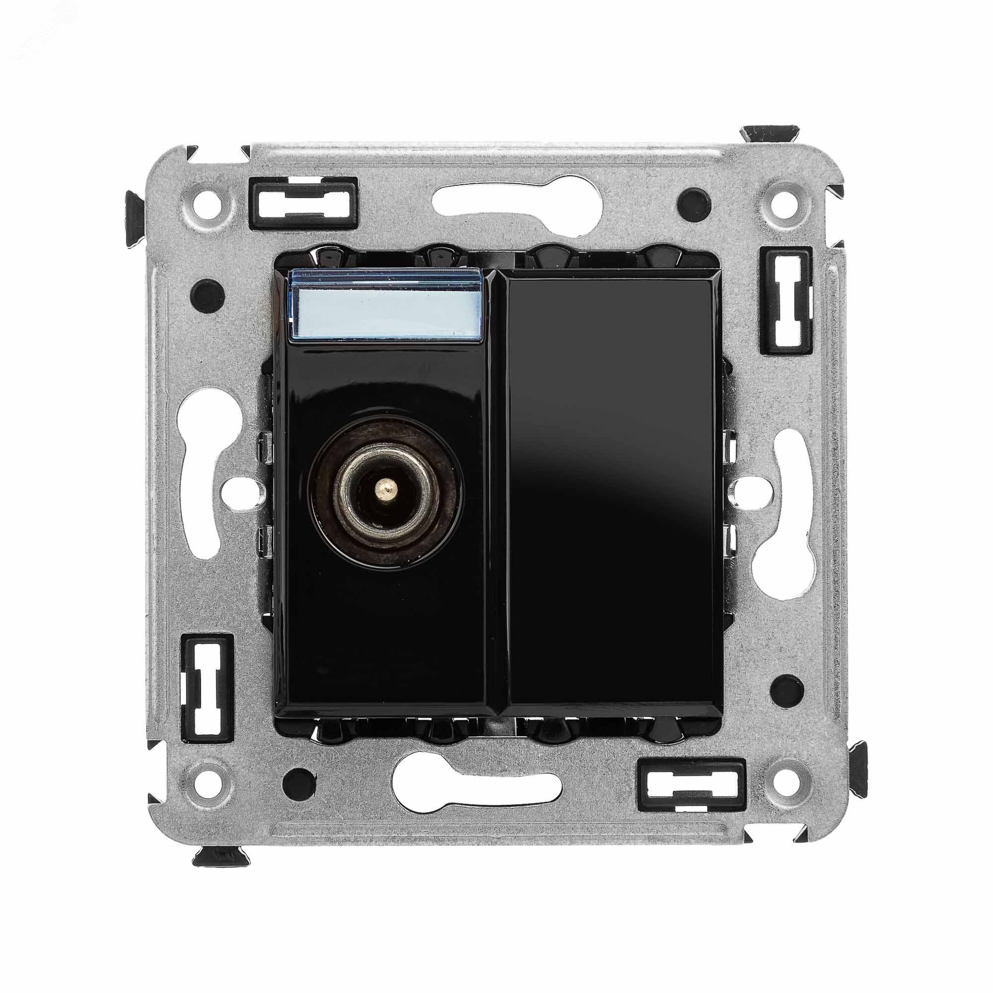 Изображение товара Розетка TV в стену проходная Черный квадрат серия Avanti ДКС