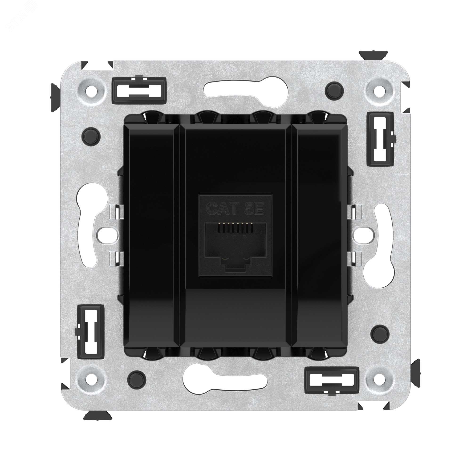 Изображение товара Компьютерная розетка RJ-45 Avanti без шторки в стену черная одинарная