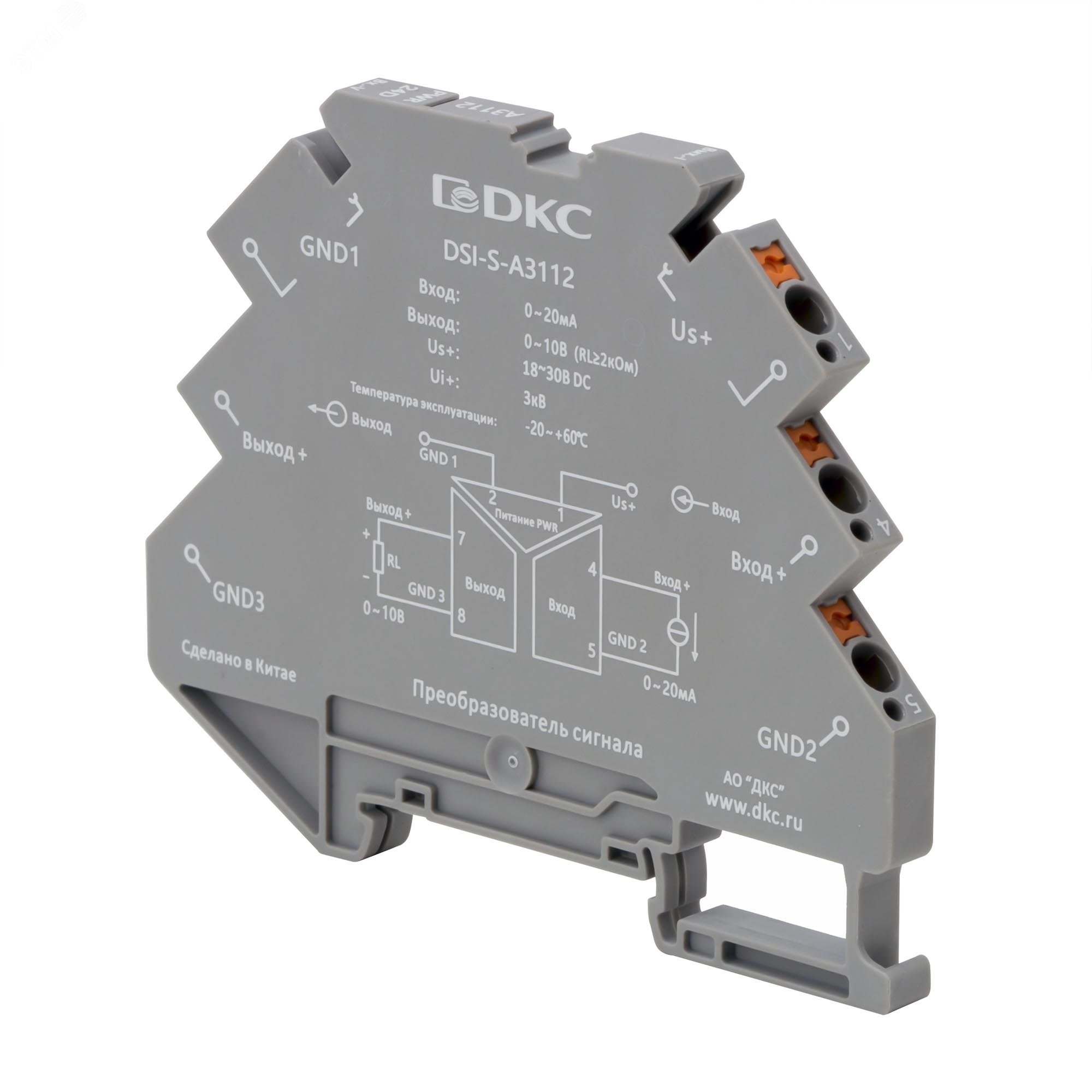 Изображение товара Преобразователь сигнала DSI 6,2 мм 1 вход 0-20 мА 1 выход 0-10 В для промышленной автоматизации
