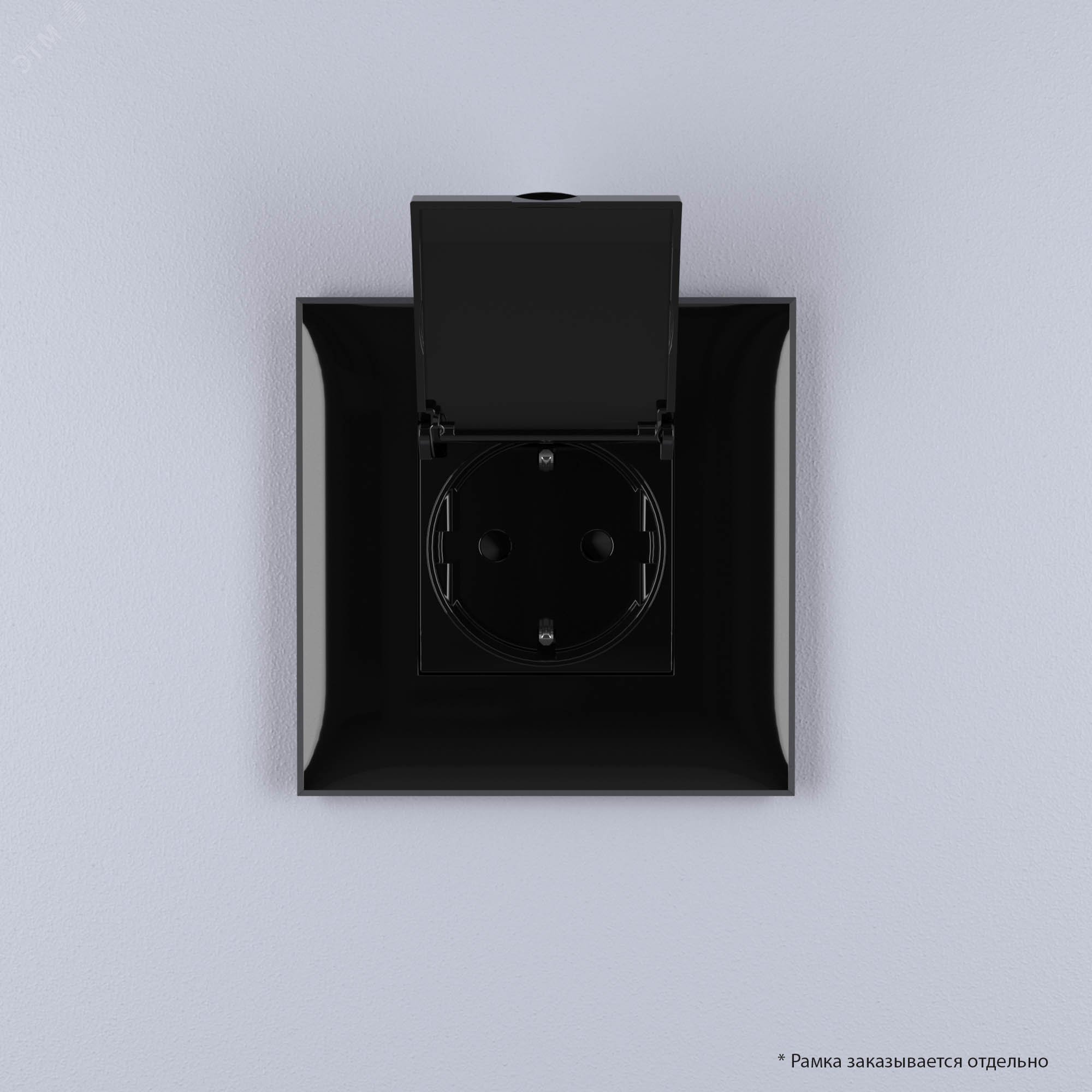 Avanti Розетка с крышкой в стену, 2P+E, ''Черный квадрат'' 4402013 DKC - превью 7
