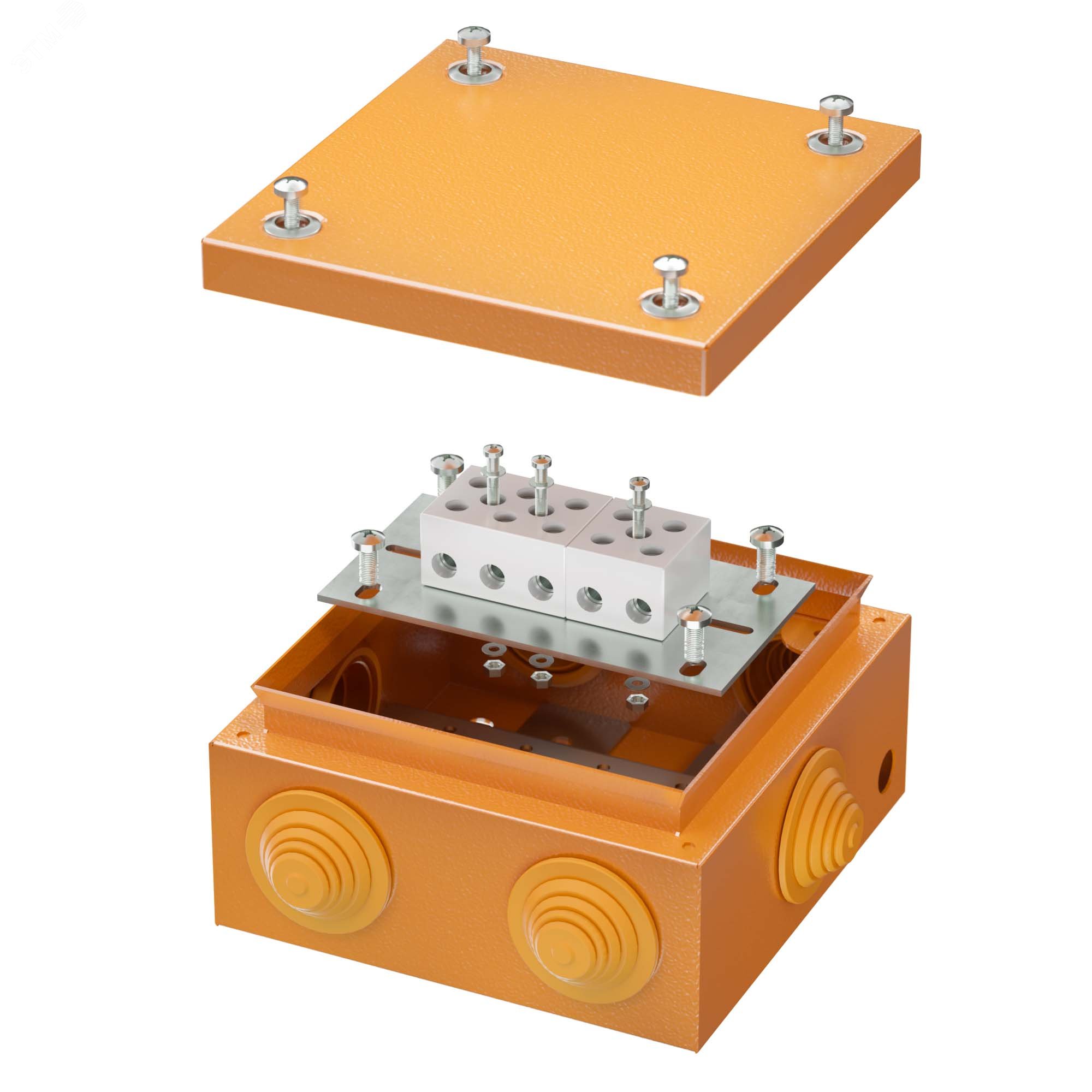 Коробка стальная FS с кабельными вводами и клеммниками IP55 150х150х80мм  5р  450V 30A 16мм.кв FSB31516 DKC - превью 2