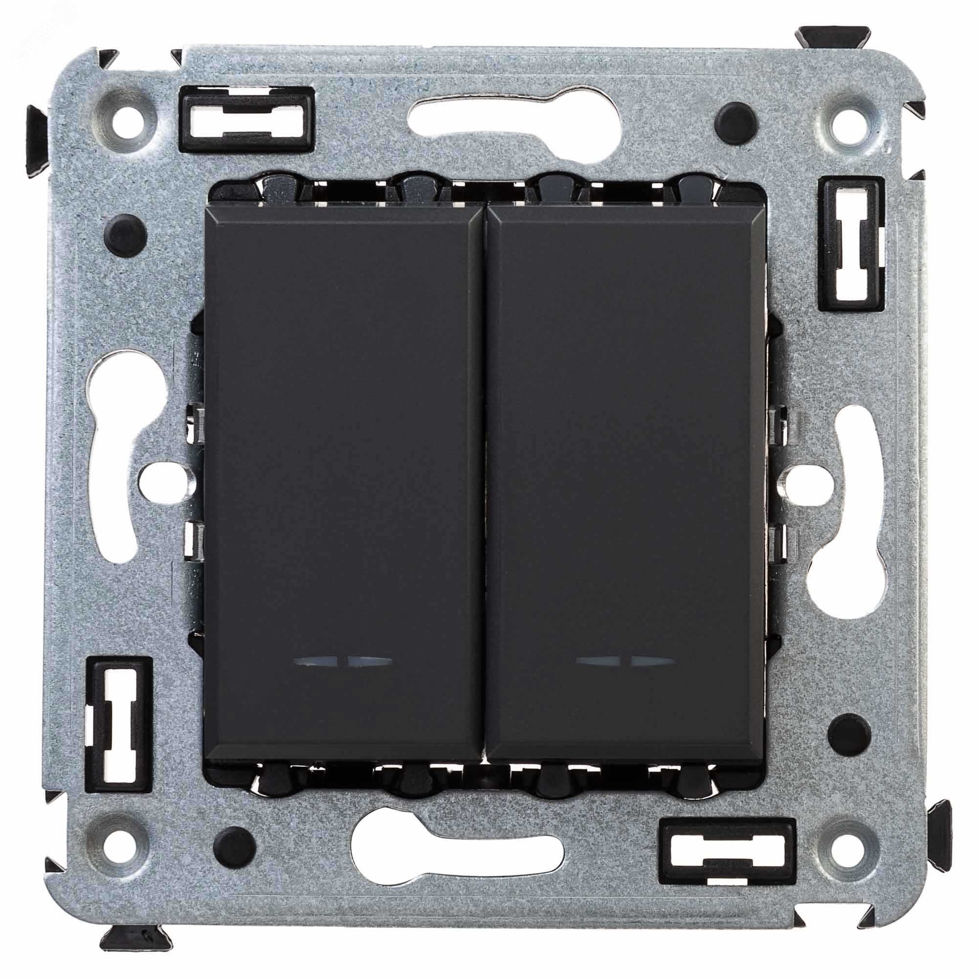 Изображение товара Двухклавишный переключатель серии Avanti в стену черный матовый