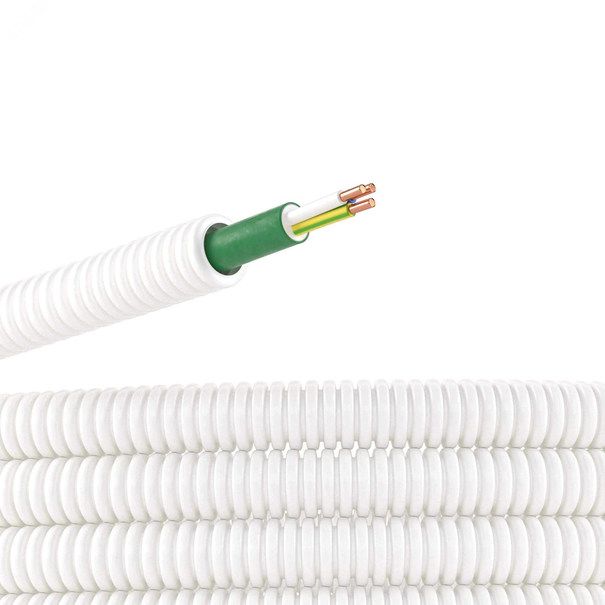 Электротруба ПЛЛ гибкая гофр не содержит галогеновд.25мм цвет белый с кабелем ППГнг(А)-FRHF 3x1,5мм РЭК ГОСТ+,50м 8L82550FRHF DKC - превью 2