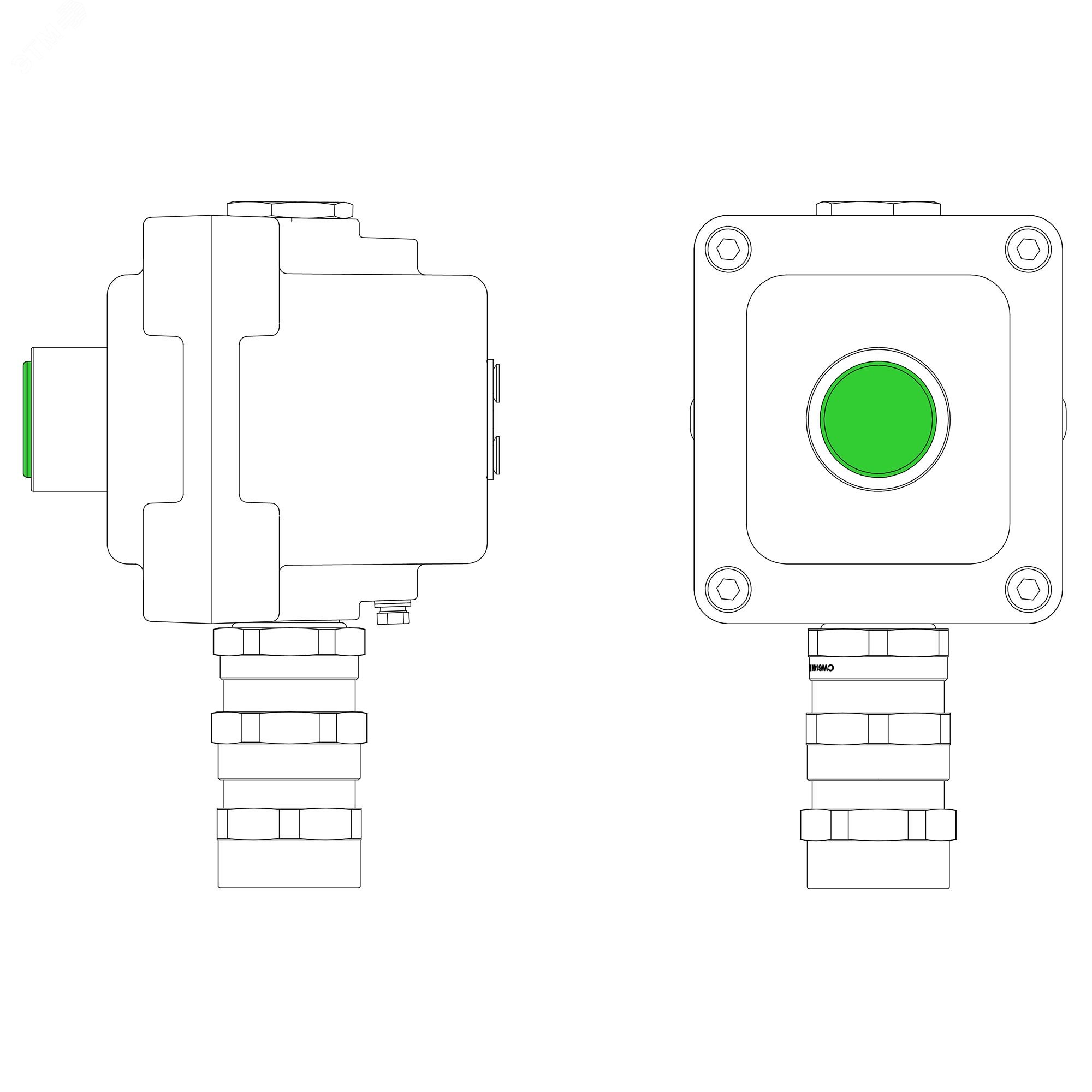 Изображение товара Взрывонепроницаемый пост управления из алюминия LCSD-01-B-MB-L1G для взрывоопасных сред