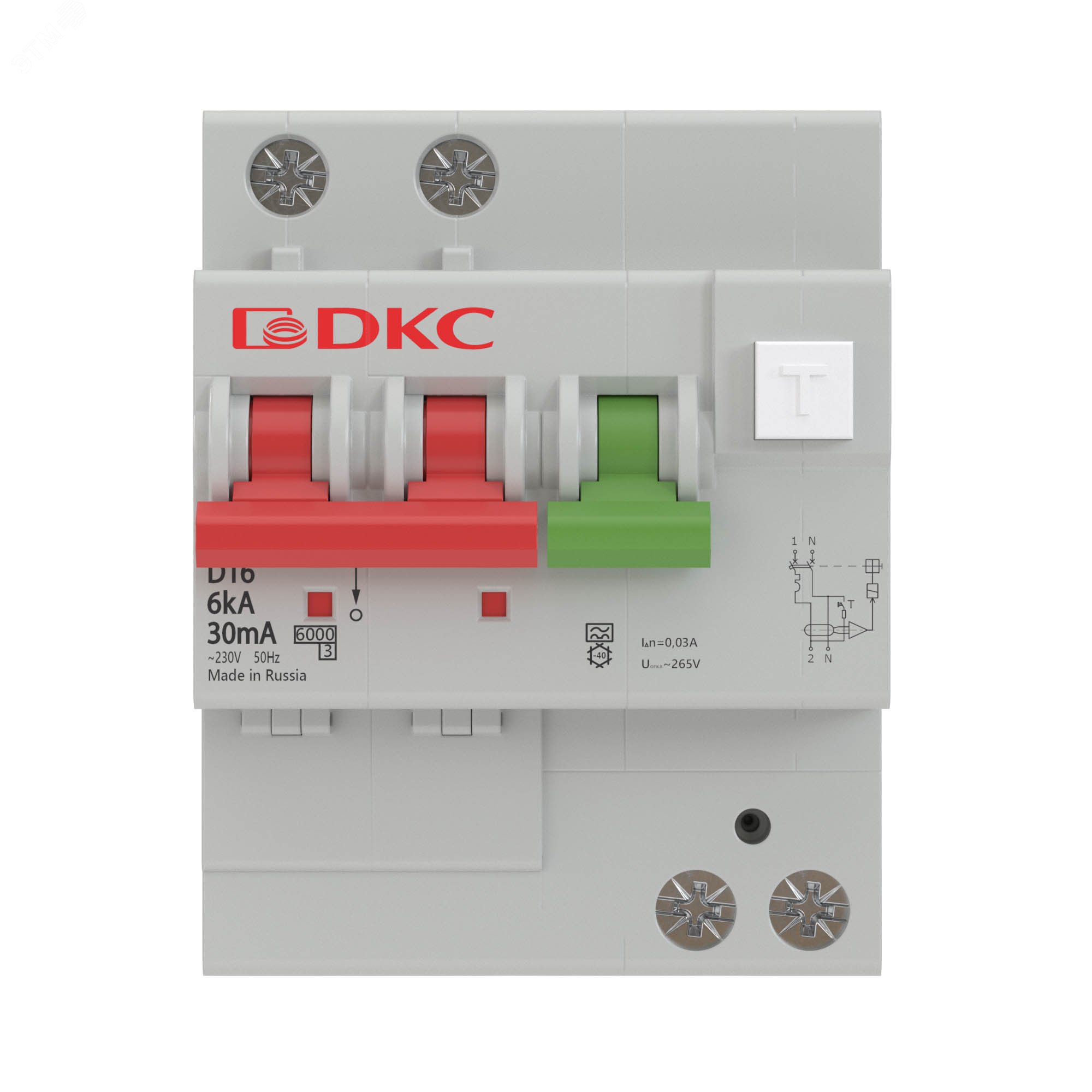 Выключатель автоматический дифференциального тока двухполюсный MDV63, 10А, 30мА, тип A, C, 6кА, электромеханический, серии YON PRO MDV63-22C10-A DKC - превью 3