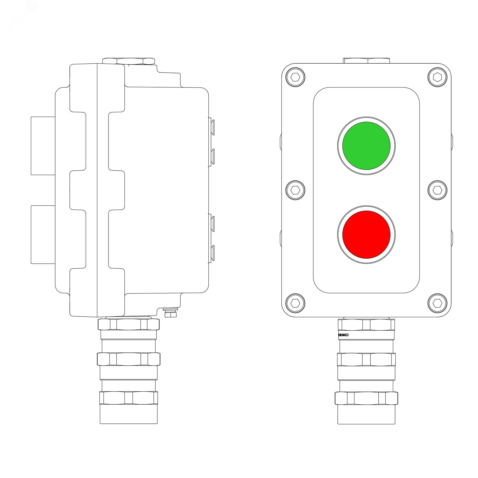 Изображение товара Взрывонепроницаемый пост управления алюминиевый DKC LCSD-02-B-MB-P1G
