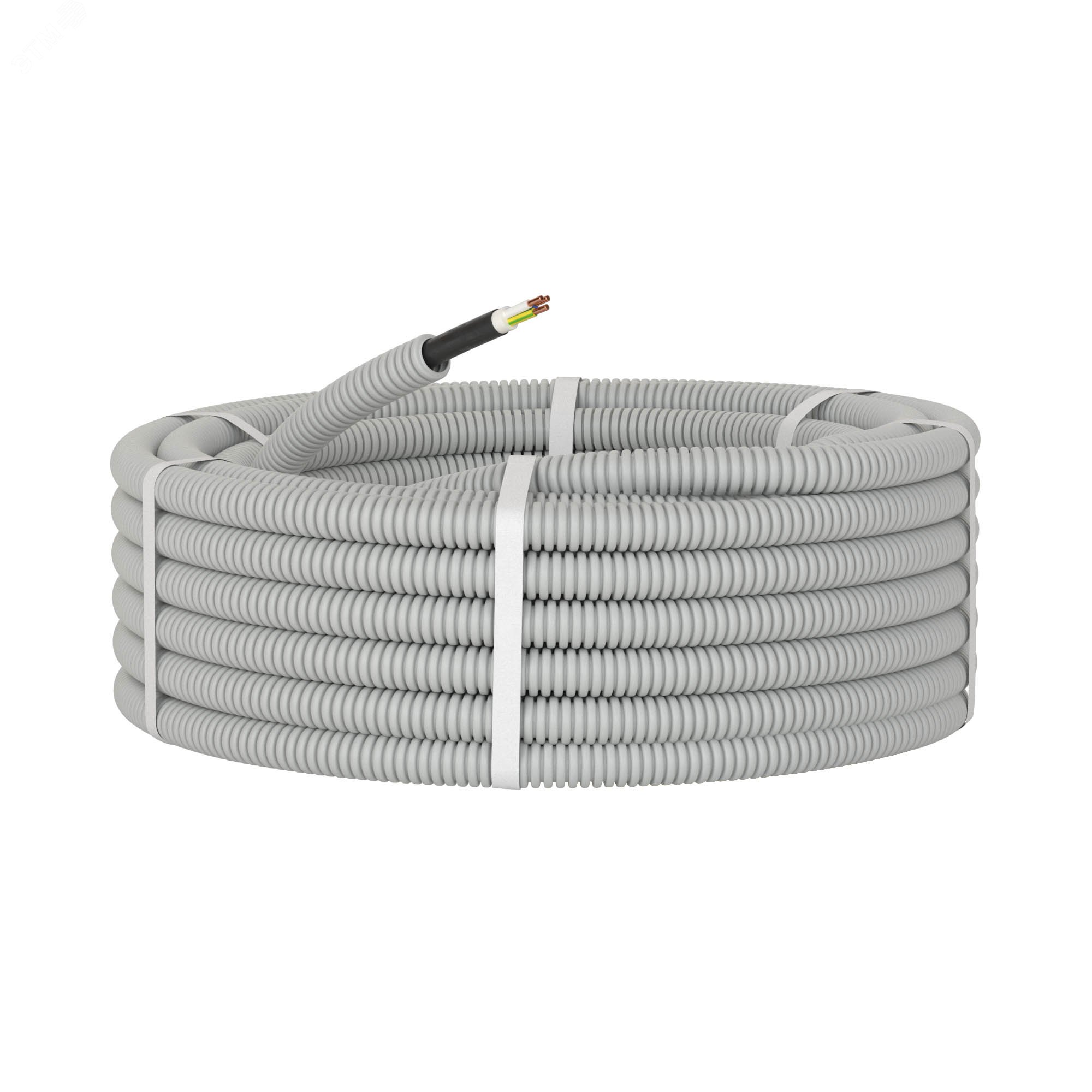 Электротруба ПВХ гибкая гофр. д.20мм, цвет серый, с кабелем ВВГнг(А)-LS3х1,5мм РЭК ГОСТ+, 100м 9L920100 DKC - превью 2