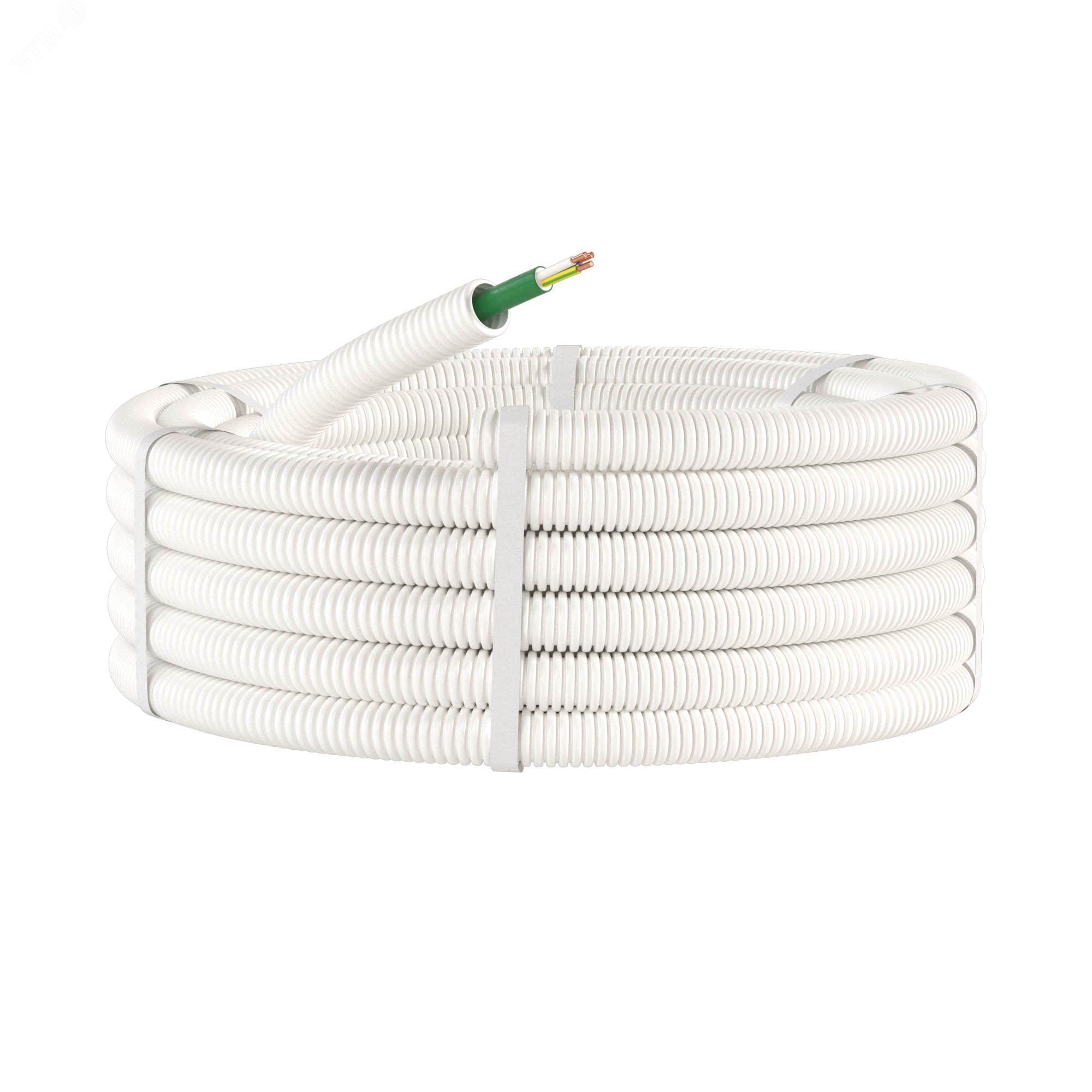 Электротруба ПЛЛ гибкая гофр не содержит галогеновд.25мм цвет белый с кабелем ППГнг(А)-FRHF 3x1,5мм РЭК ГОСТ+,50м 8L82550FRHF DKC - превью 3