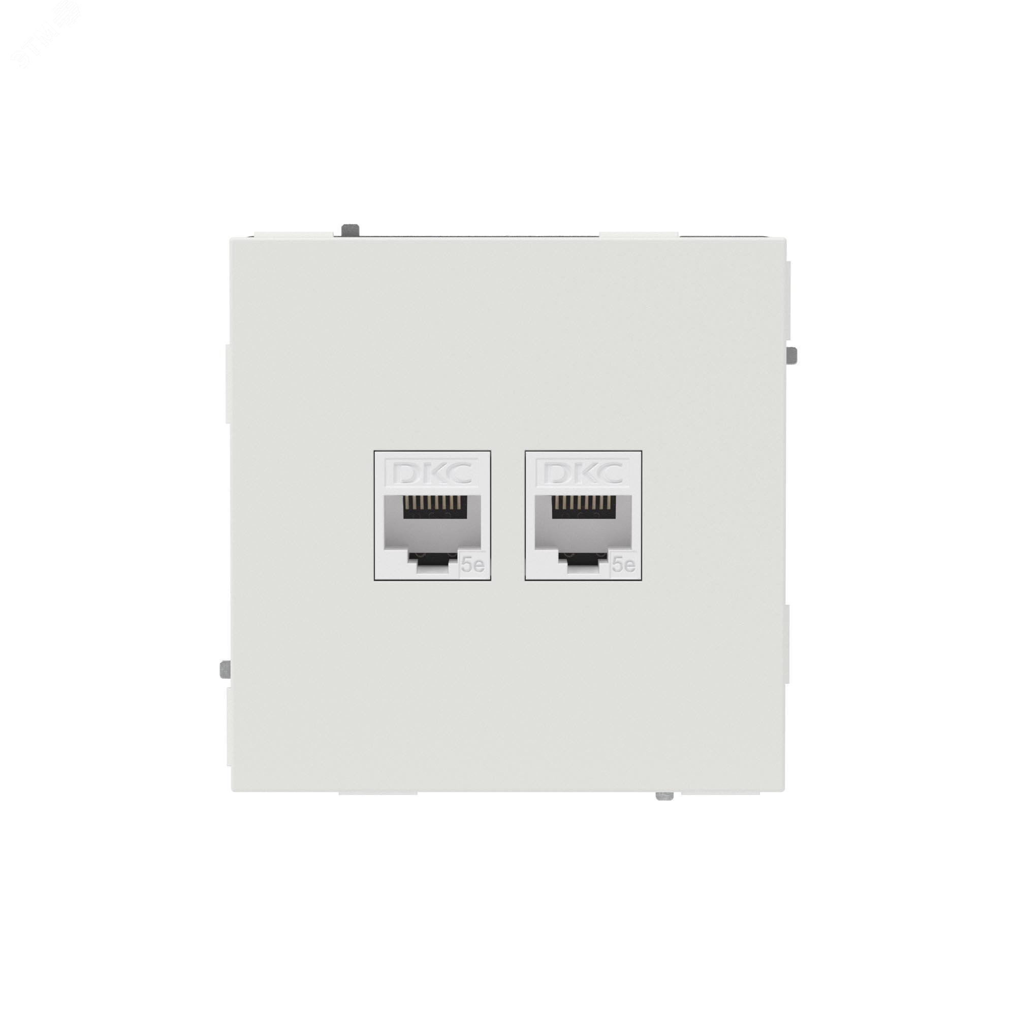 Изображение товара Компьютерная розетка RJ-45 без шторки, кат.5е двойная, KANT, белый песок (шт)