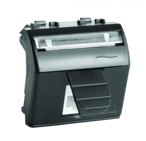 Розетка HDMI со шторкой Brava черная 2 модуля