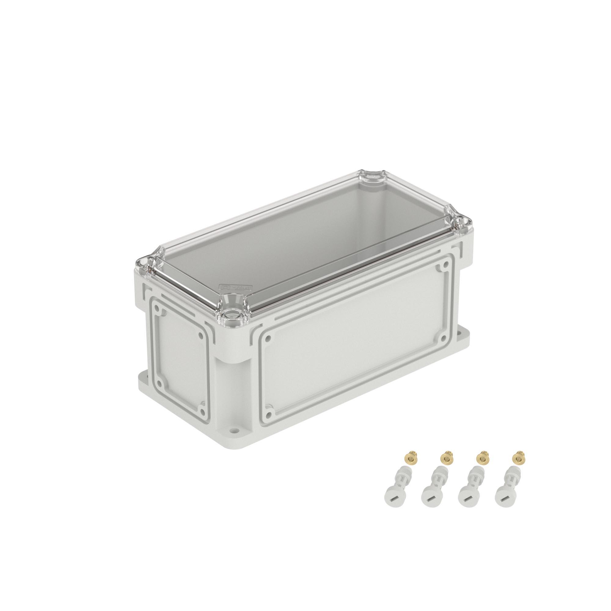 Корпус IP66/IP67, 300х150х146 мм, без МП, с фланцами, прозрачная крышка H= 21 мм