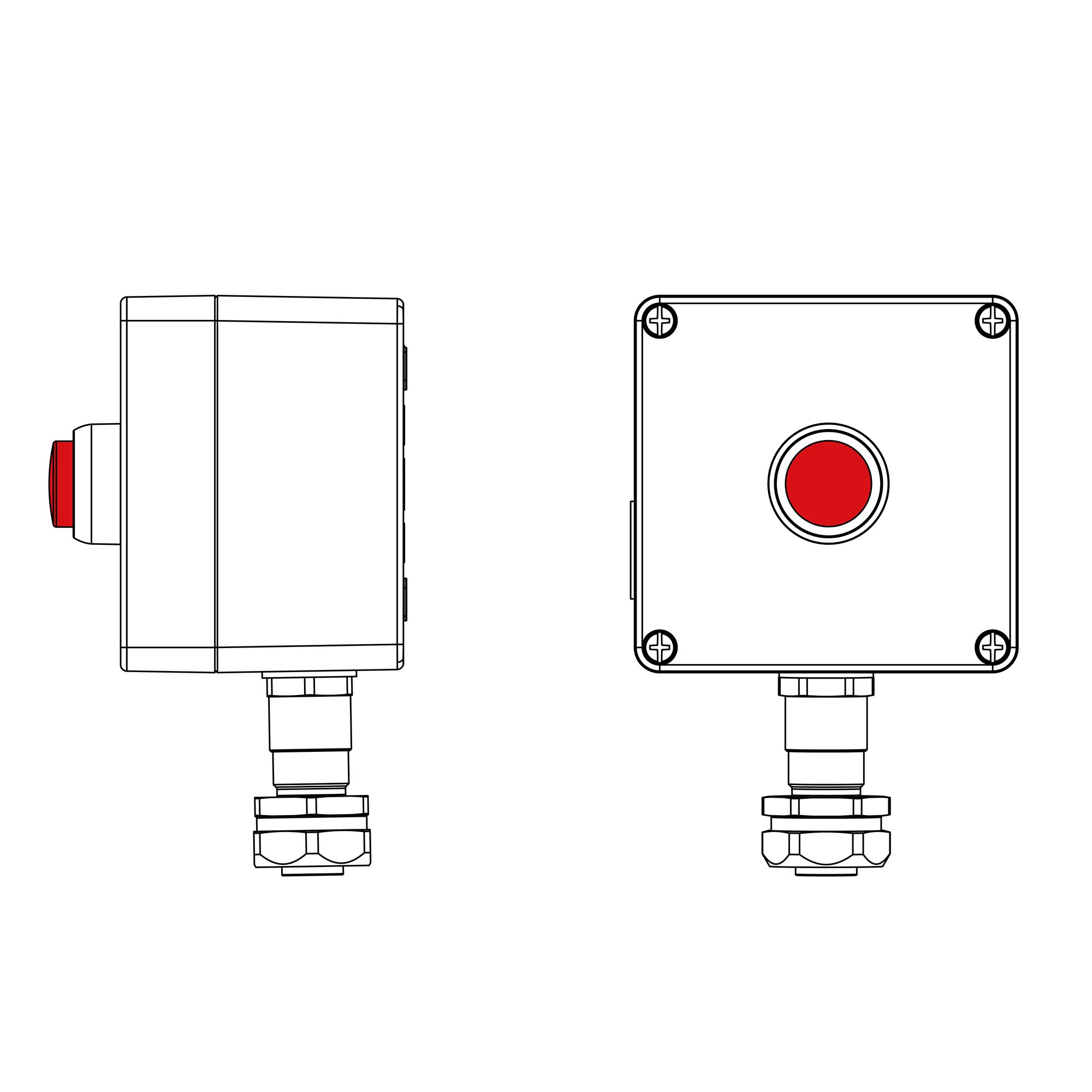 Пост взрывозащищенный управления из алюминия CU-A-12-(1 xLR(250))-1xKAEPM2MHK-20(C)1Ex de IIC Т5 Gb / Ex tb IIIC T95°Cdb IP66