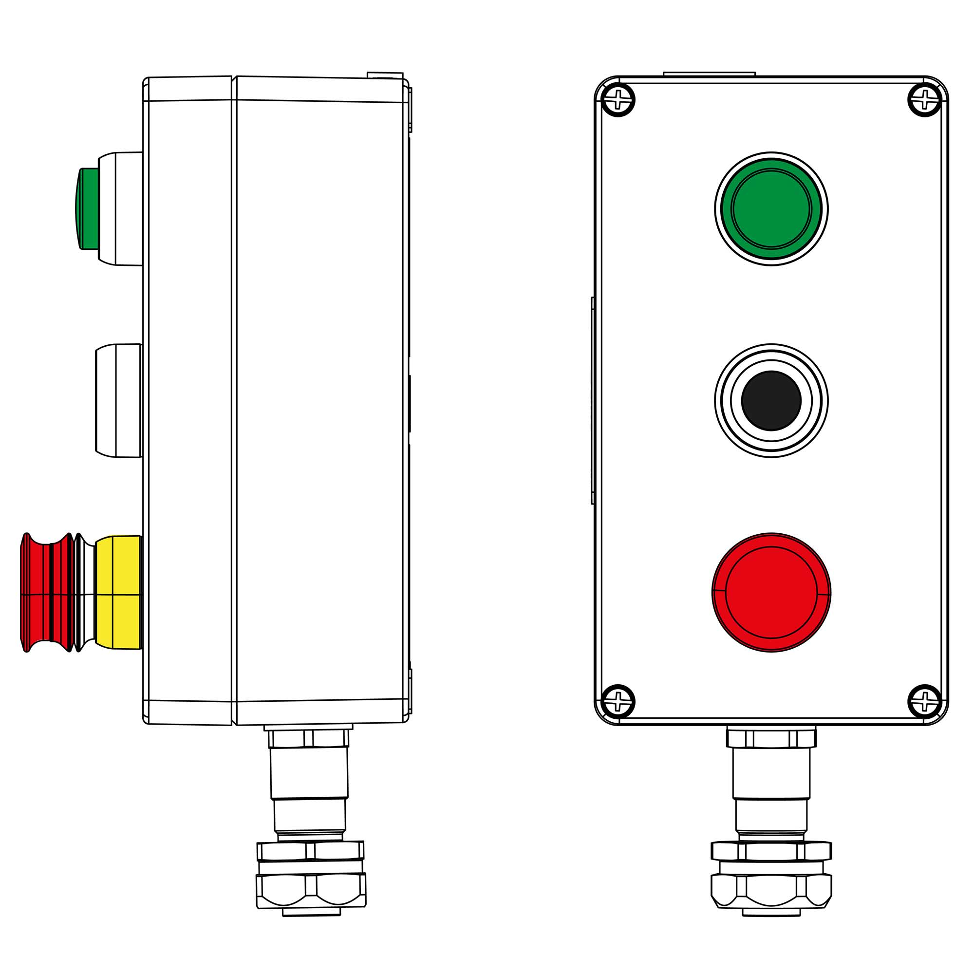 Пост взрывозащищенный управления из алюминия CPU-A-14-(1 x LG(250)-1xP1B(11)-1xP6E(11))-1xKAEPM2MHK-20(C)1Ex de IIC Т5 Gb / Ex tb IIIC T95°C Db IP66