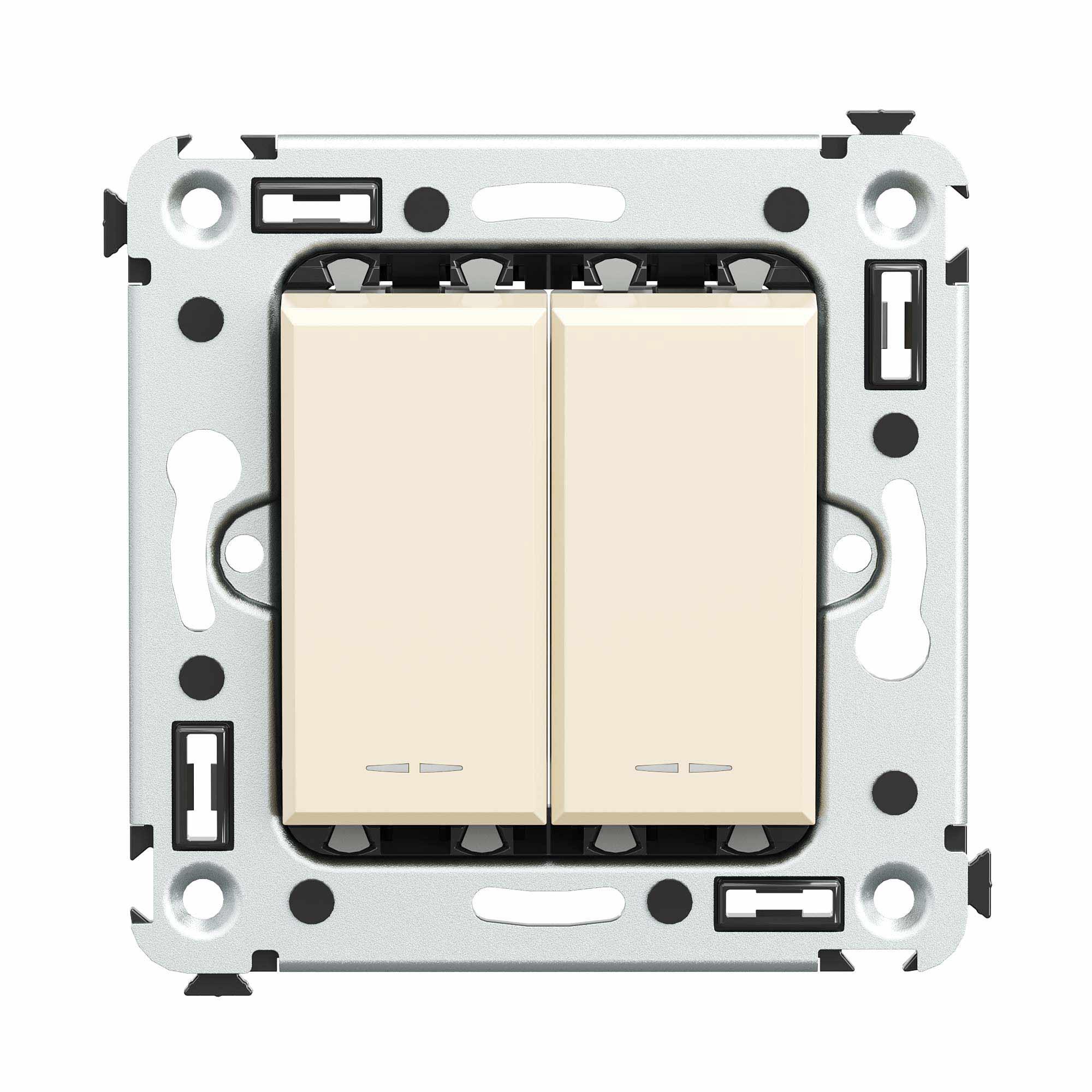 Avanti Инвертор двухклавишный в стену Ванильная   дымка (Переключатель сх. 7+7)