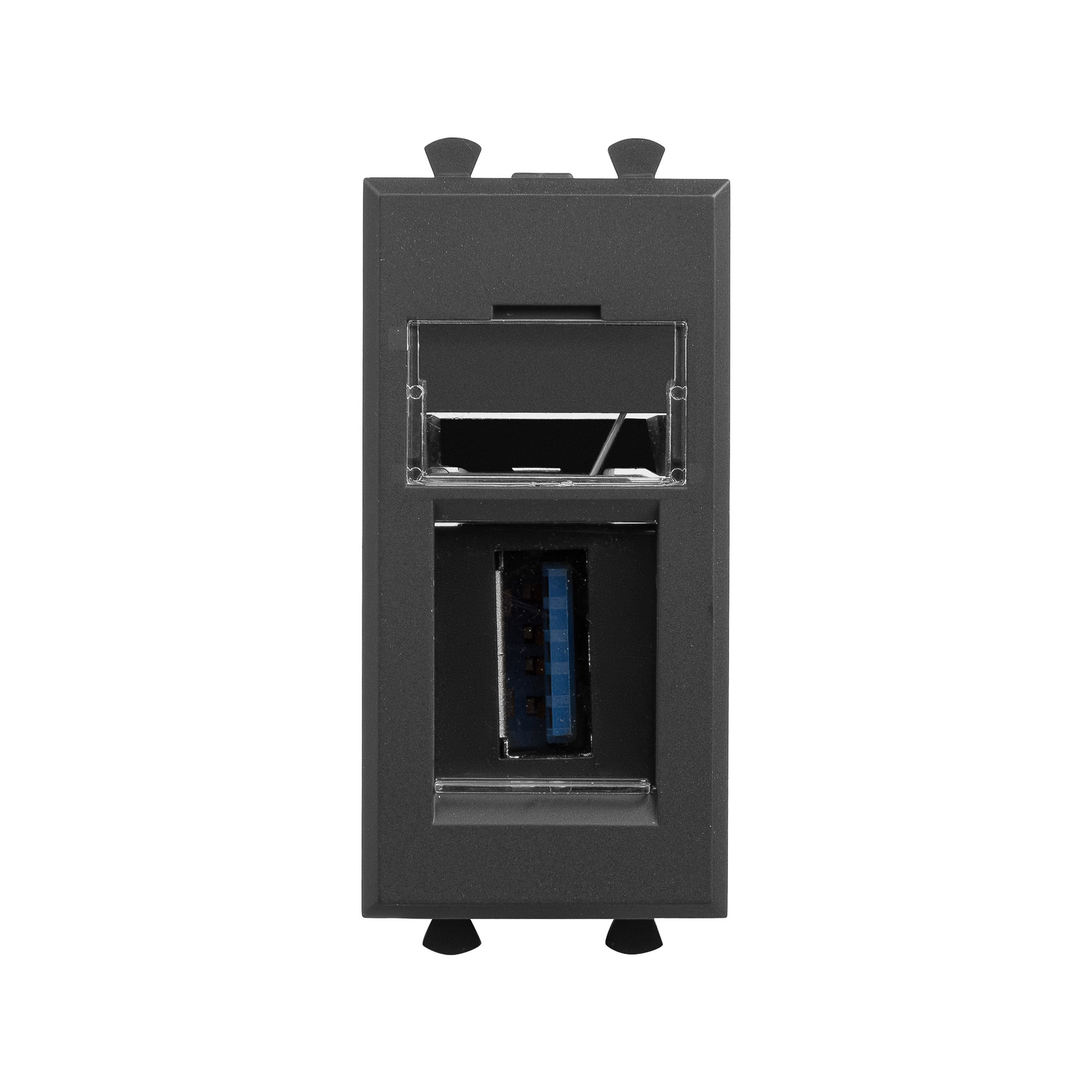 Avanti USB 3.0 розетка модульная, тип А-А, , Черный матовый, 1 модуль