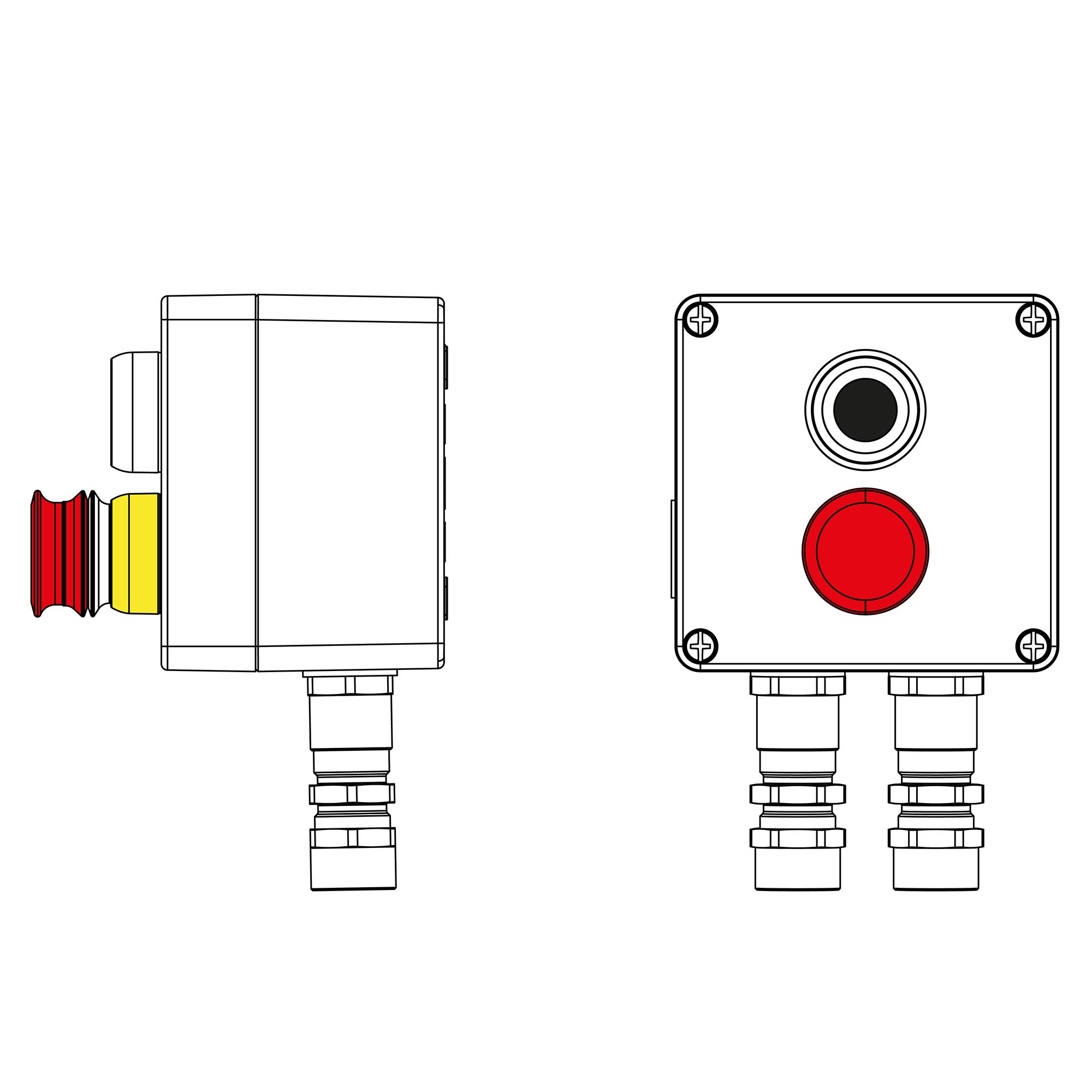 Пост взрывозащищенный управления из алюминия CPU-A-12-(1xP1B(11)-1xP3E(11))-2xKA2MHK(C)1Ex de IIC Т5 Gb / Ex tb IIIC T95°Cdb IP66