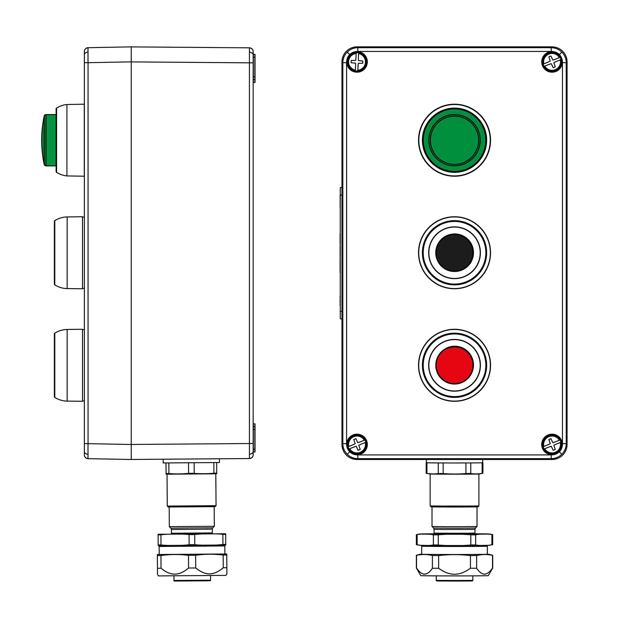Пост взрывозащищенный управления из полиэстера C PP-04-(1xLG(250)-1xP1B(11)-1xP1R(11))-1xKAEPM2MHK-20(C)1Ex de IIC Т5 Gb / Ex tb IIIC T95°C Db IP66/КЗ