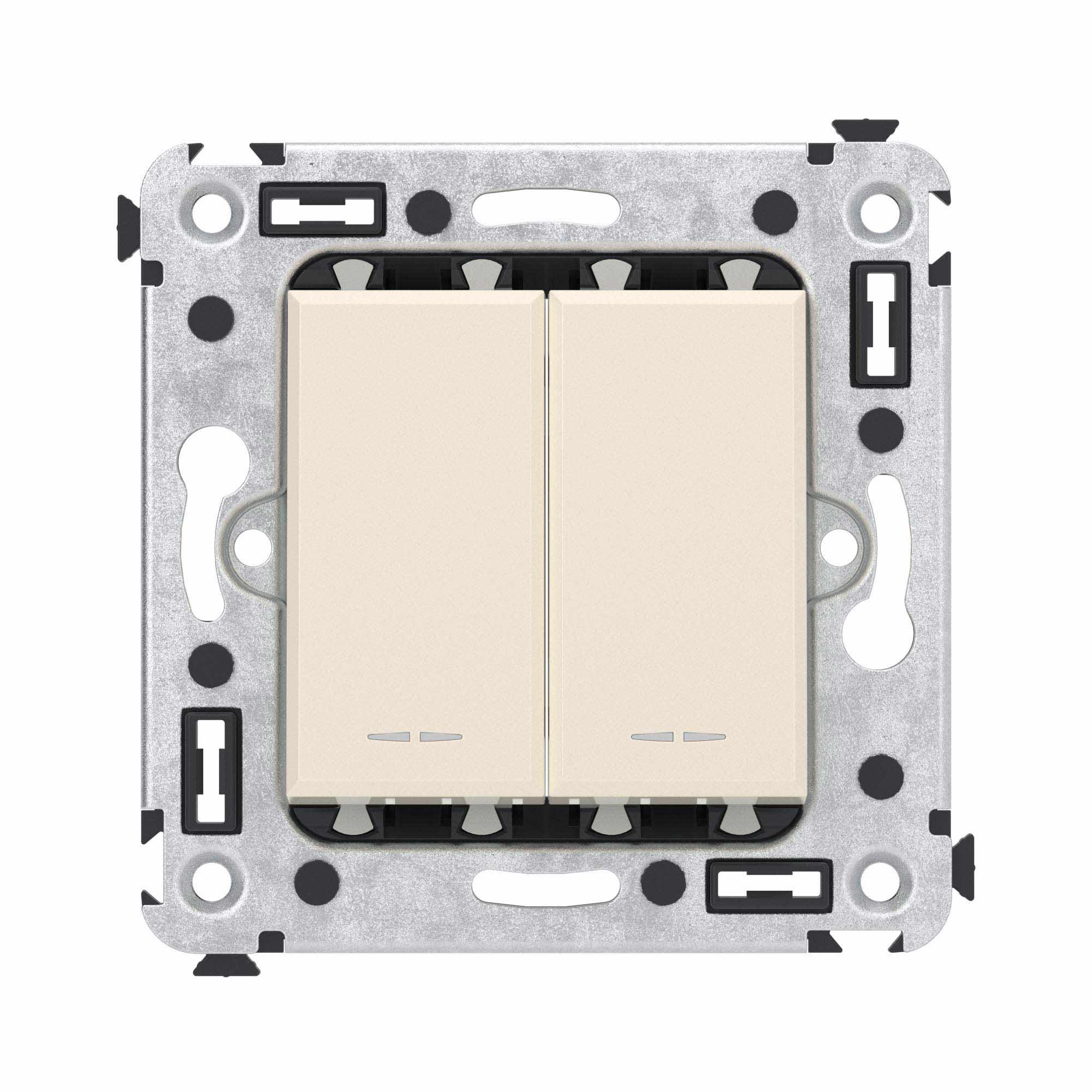 Avanti Переключатель двухклавишный в стену, ''Ванильная дымка''