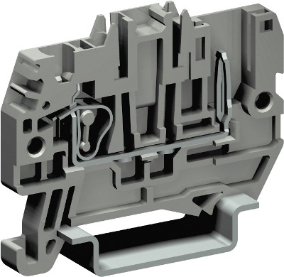 Клемма со штыревым контактом пружинная проходная серая 2.5кв.мм