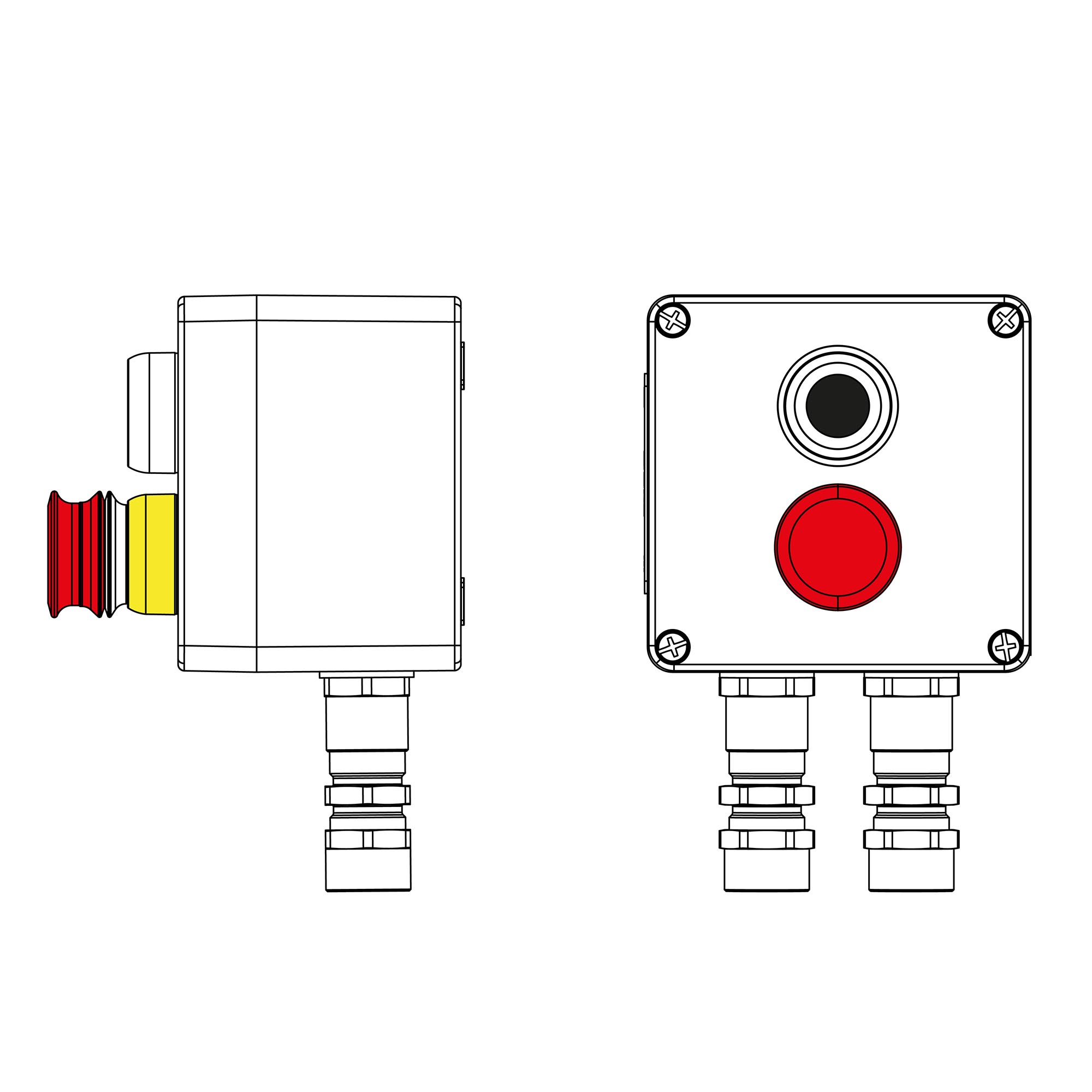 Пост взрывозащищенный управления из полиэстера C PEP-03-(1xP1B(11)-1xP3E(11))-2xKA2MHK(C)1Ex de IIC Т5 Gb / Ex tb IIIC T95°Cdb IP66 / КЗ / ШЗ