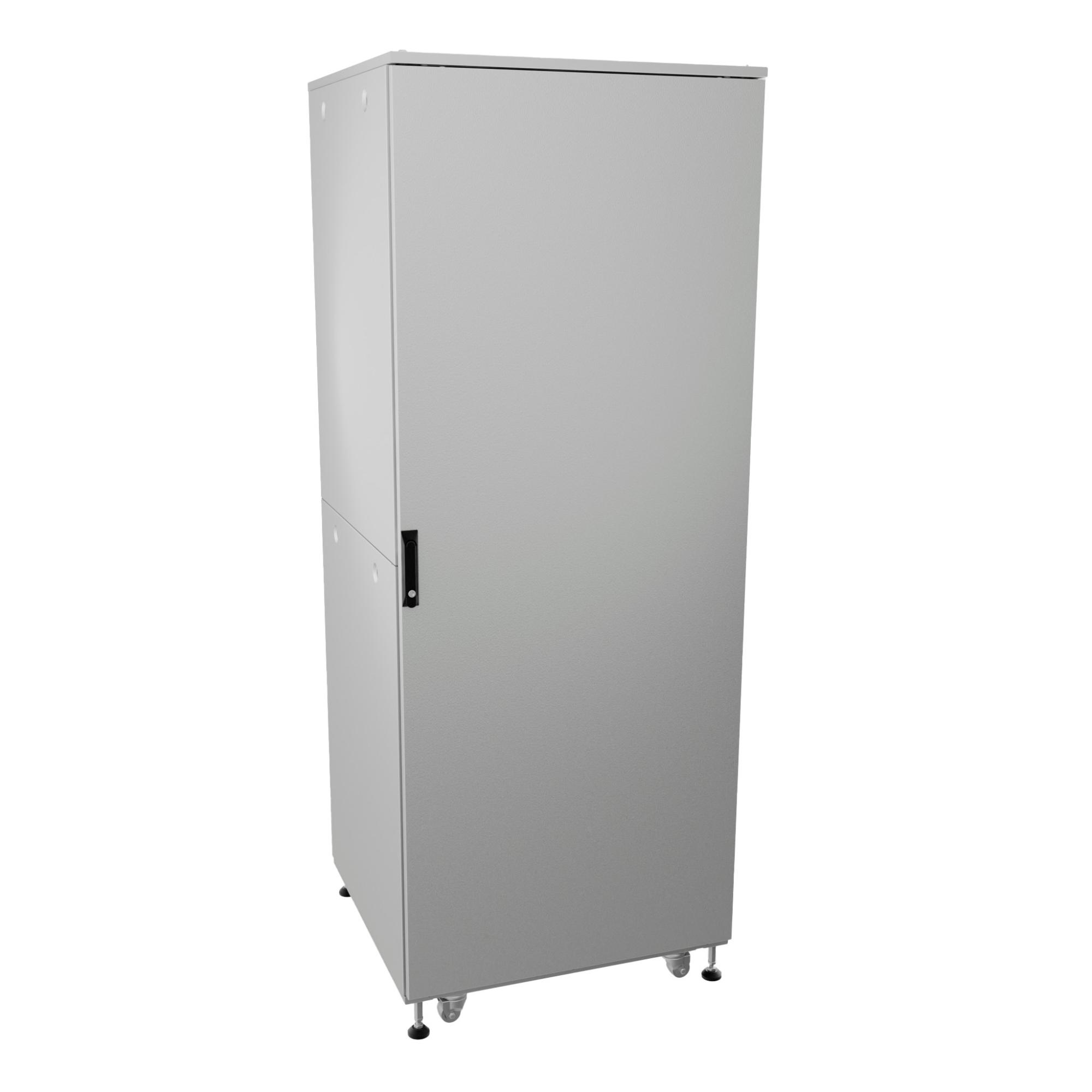 Шкаф напольный разобранный 19'' IT-CQE-N 42U 800x1200 мм, крыша с вырубкой, сплошная металл и двойная сплошная металл, двойные боковые панели, серый RAL7035