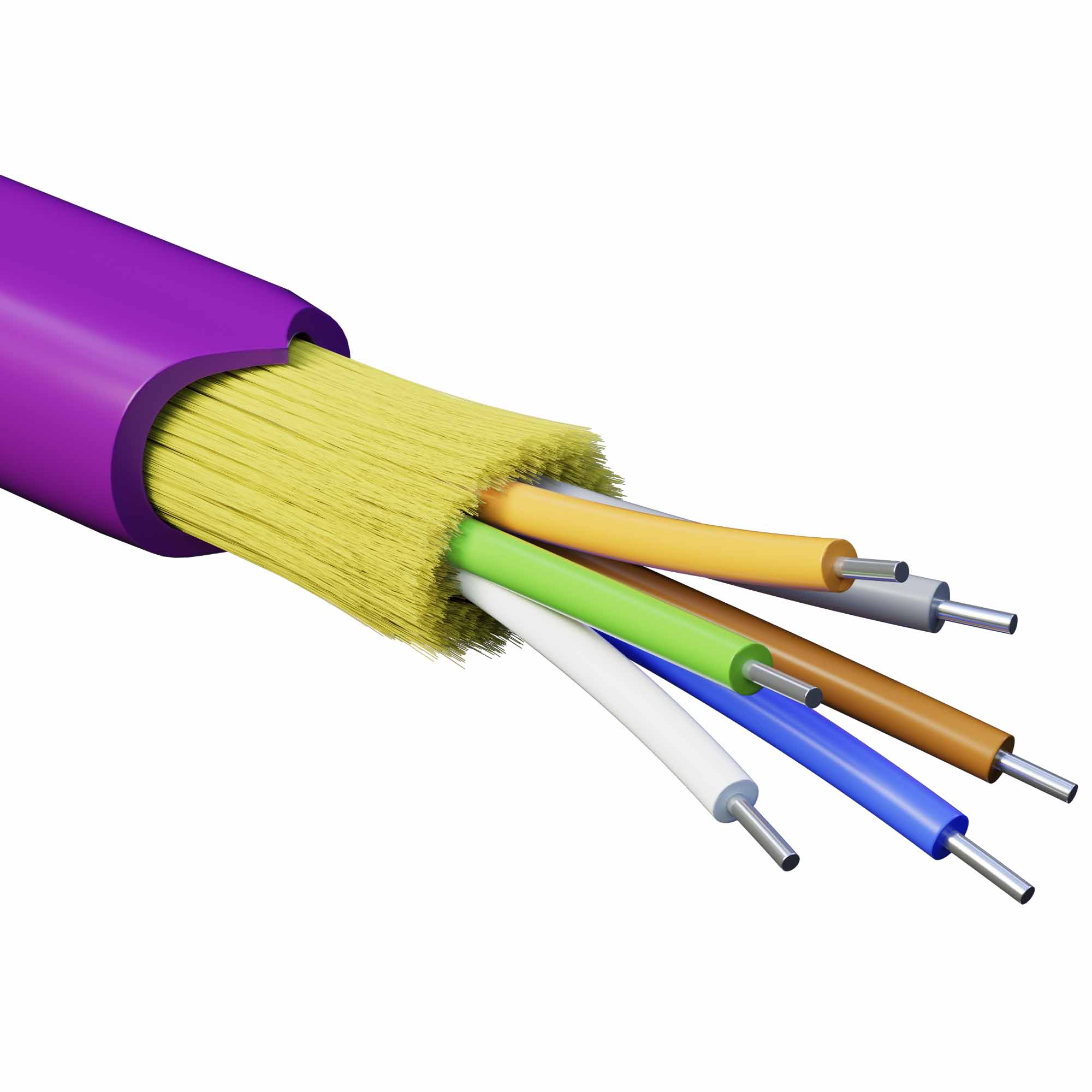 Кабель волоконно-оптический, распределительный, арамидные упрочняющие нити, для внутренней прокладки, нг(А)-HF, 6 ОВ, категория OM4(G.651.1) плотный буфер, 0,4 кН, барабан 500 м