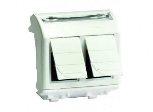 Розетка компьютерная двойная RJ45 категория 5e экран Brava белая 2 модуля
